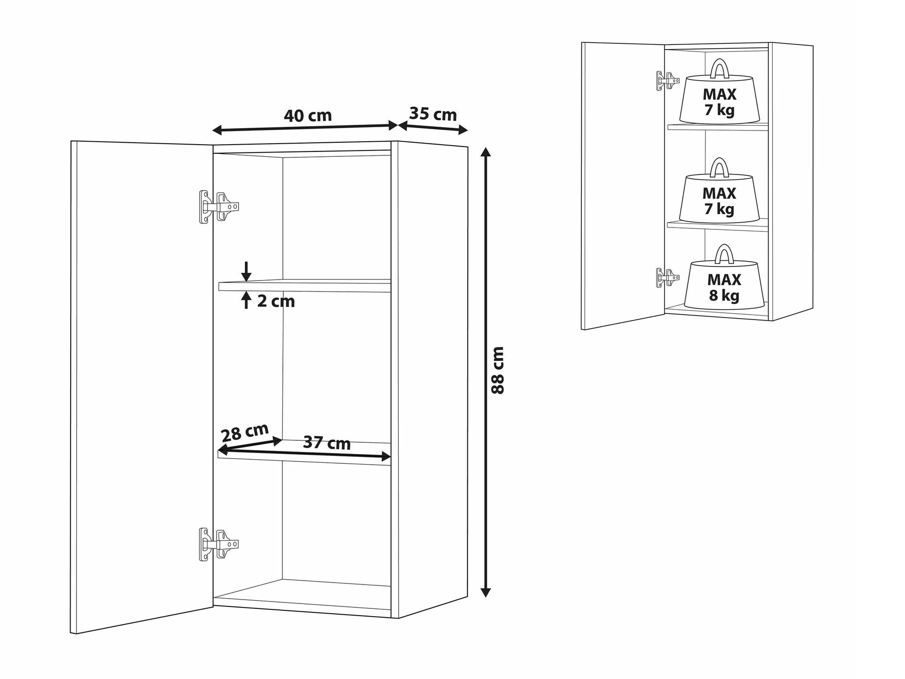 Piekarams vannas istabas skapītis Berwyn 1556 (Melns)