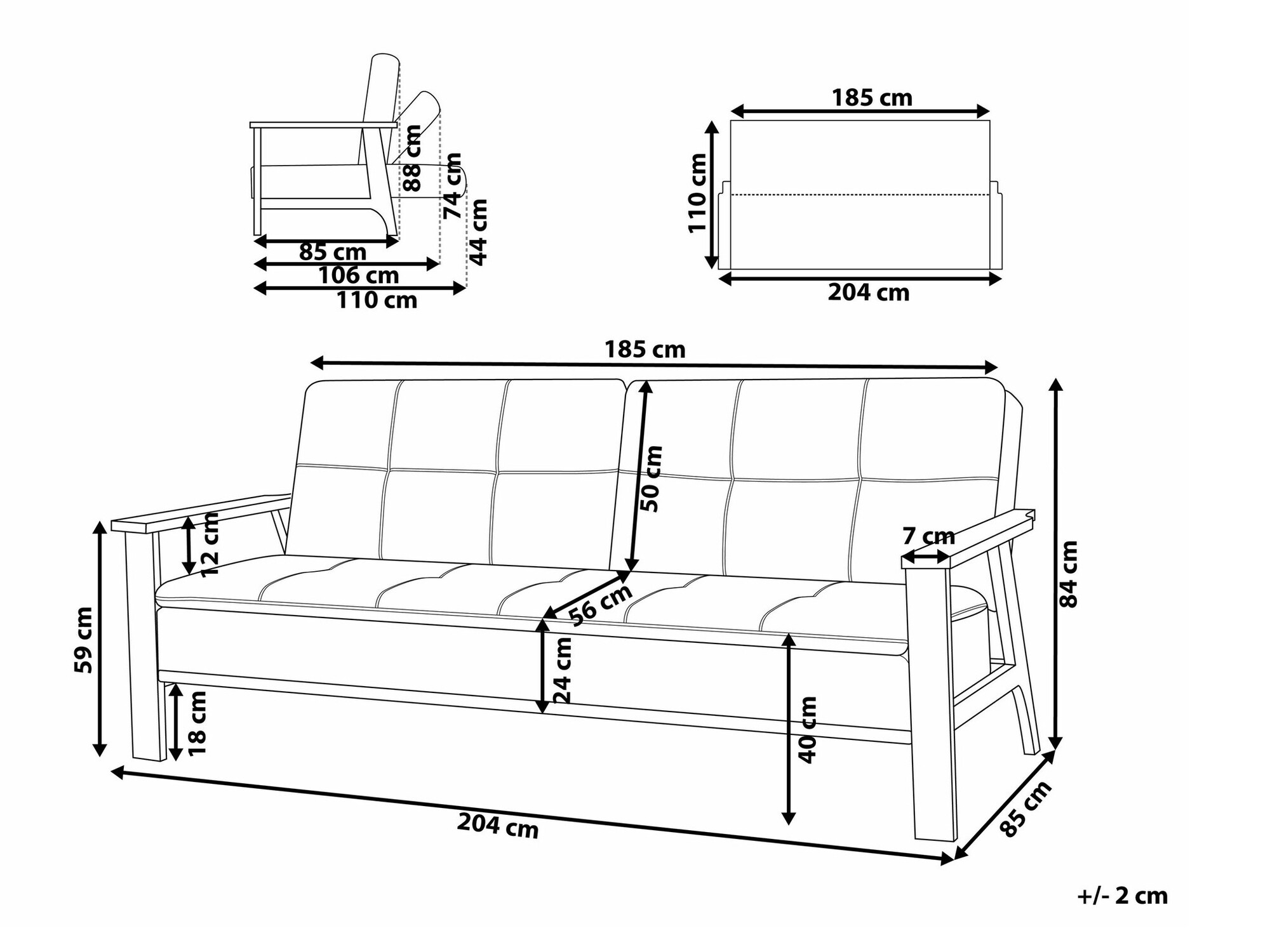 Dīvāns gulta Berwyn 1563 (Pelēks)
