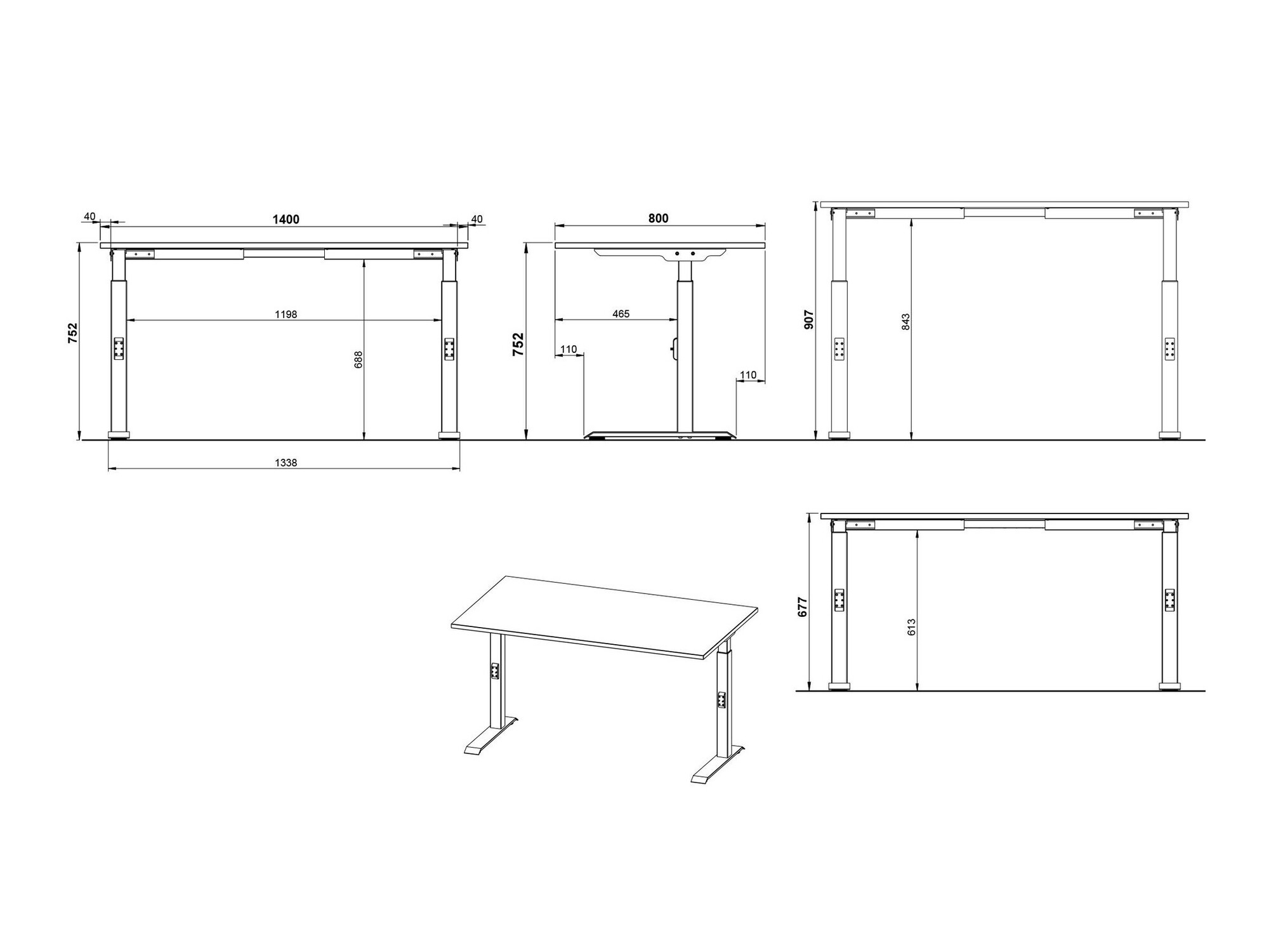 Письменный cтол Sacramento 419 (Белый + Чёрный)