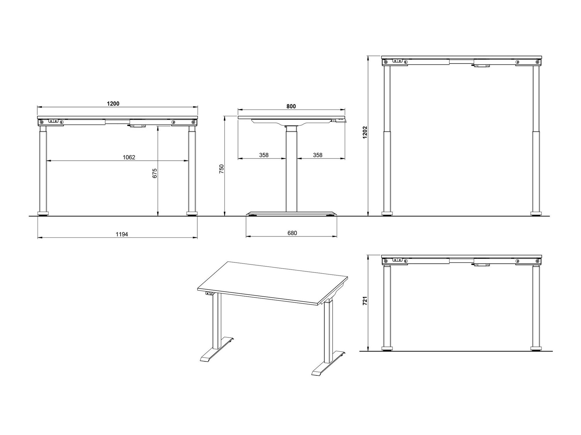 Рабочий стол с регулируемой высотой Sacramento 417 (Графит + Белый)