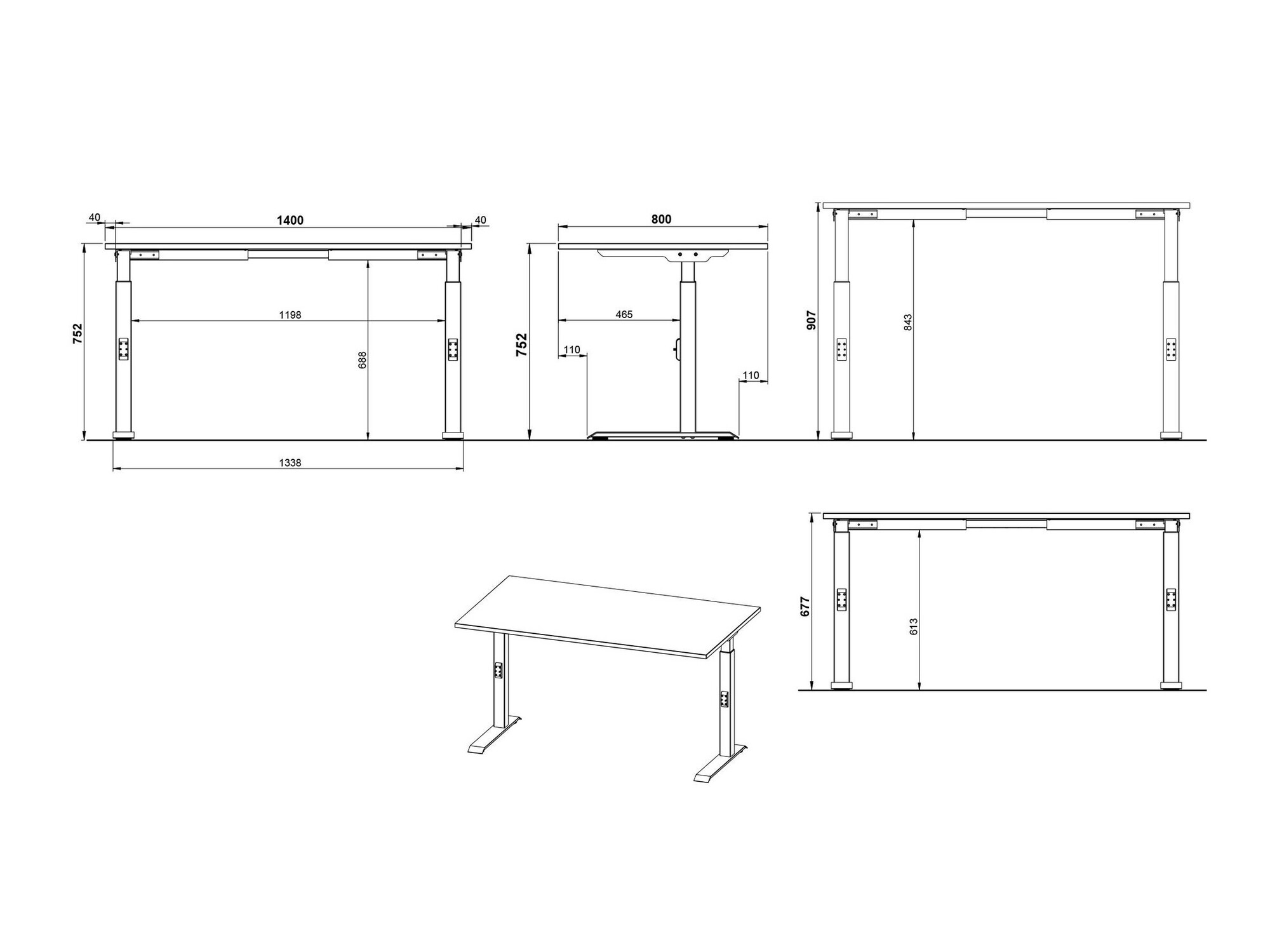 Письменный cтол Sacramento 419 (Графит + Белый)
