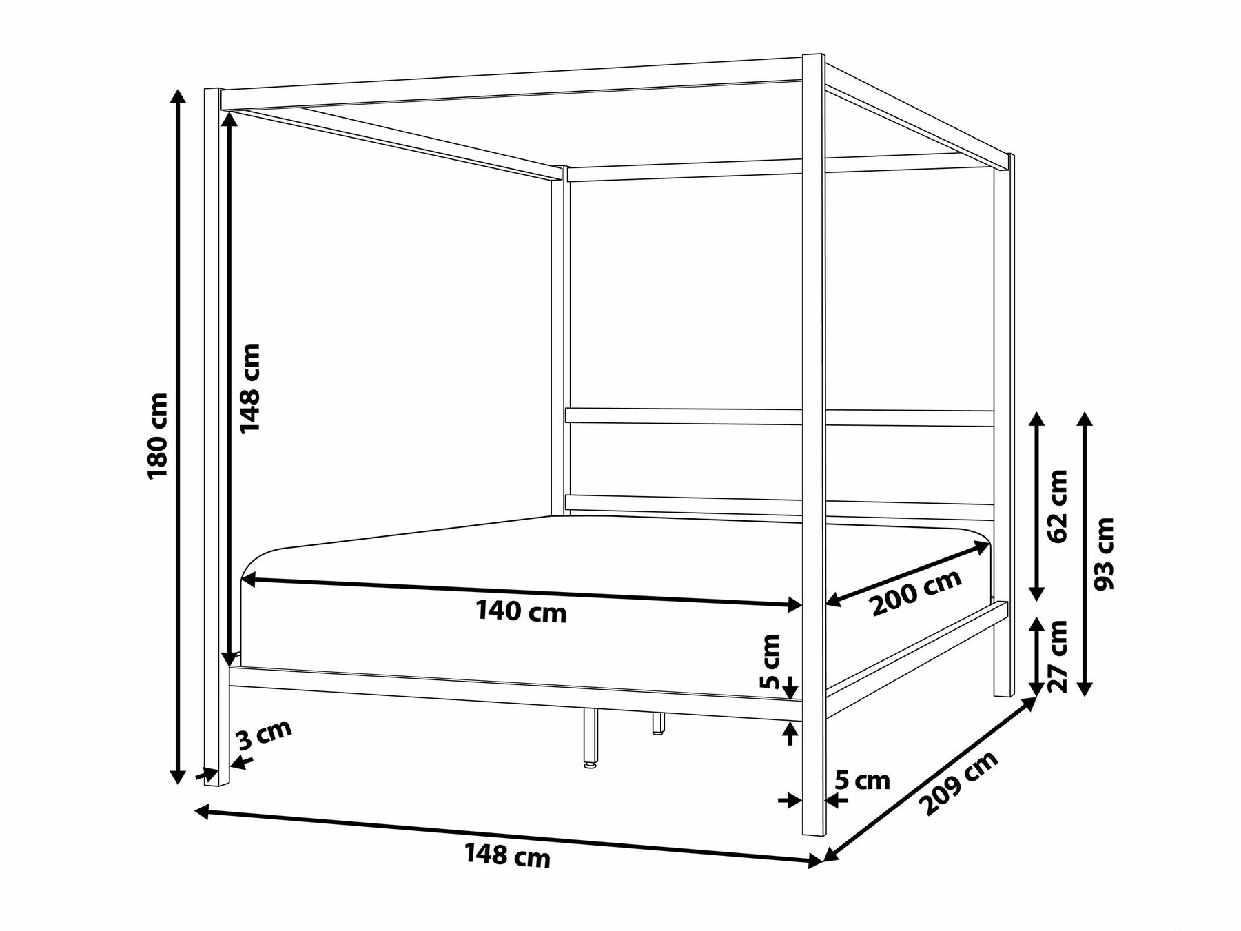 Кровать Berwyn 1586 (Чёрный)