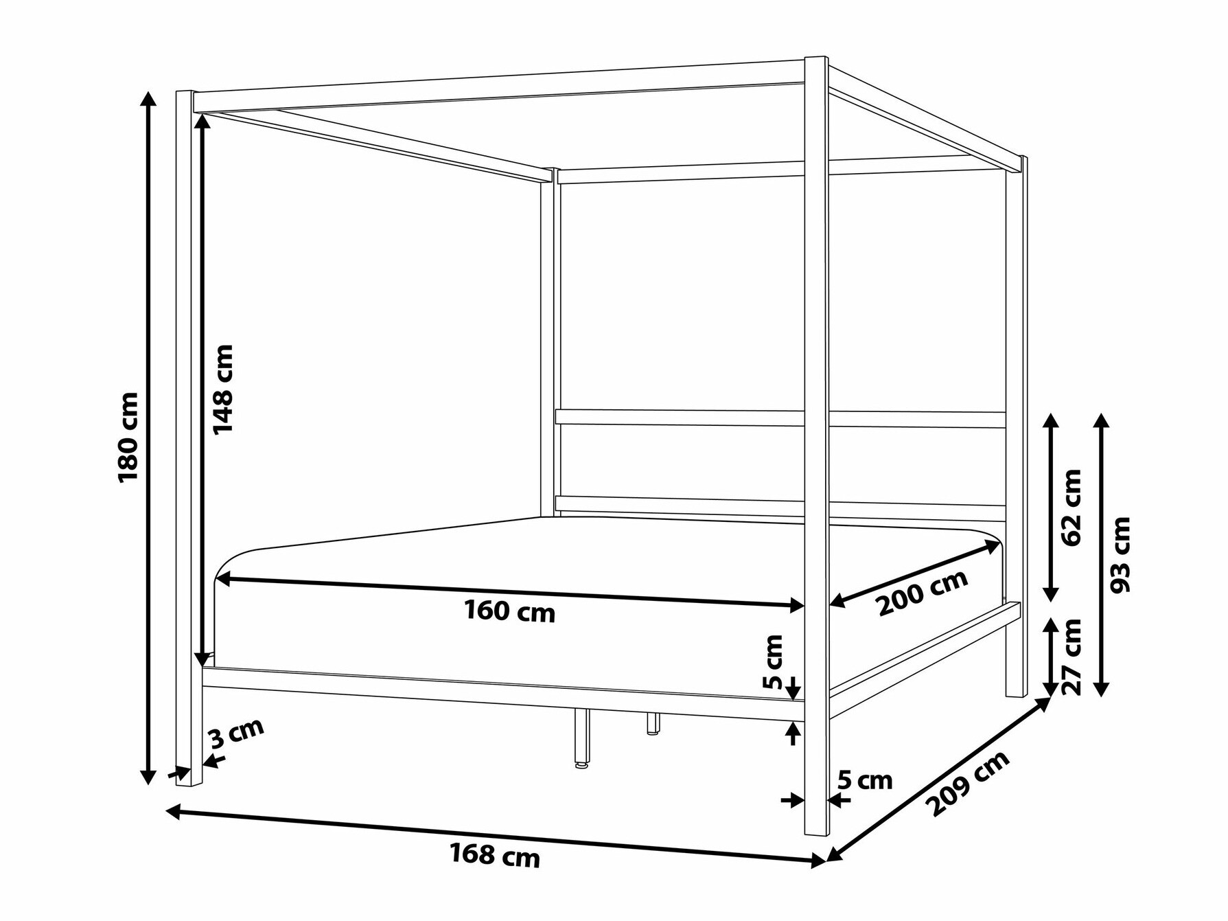 Кровать Berwyn 1586 (Чёрный)