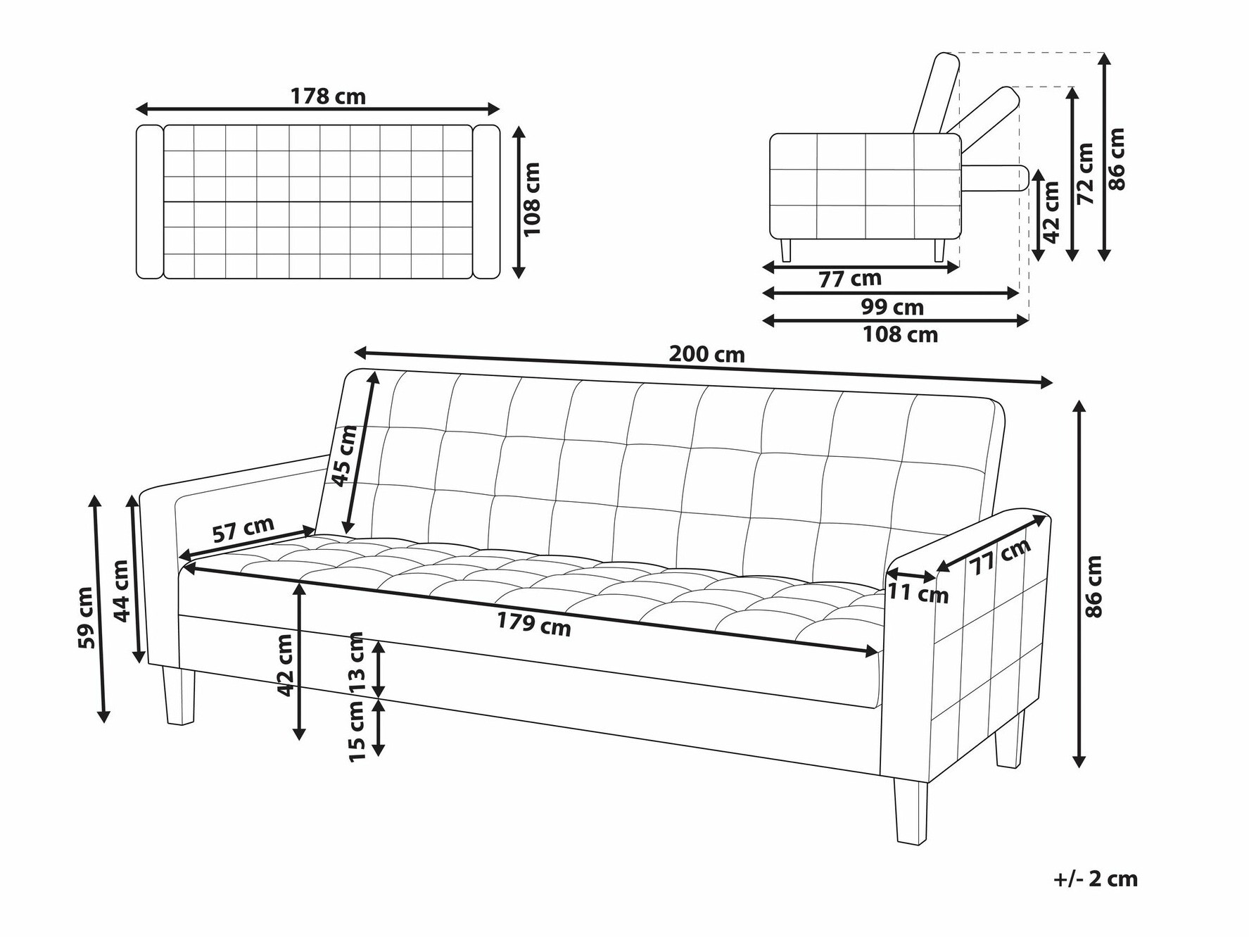 Dīvāns gulta Berwyn 1591 (Zils)