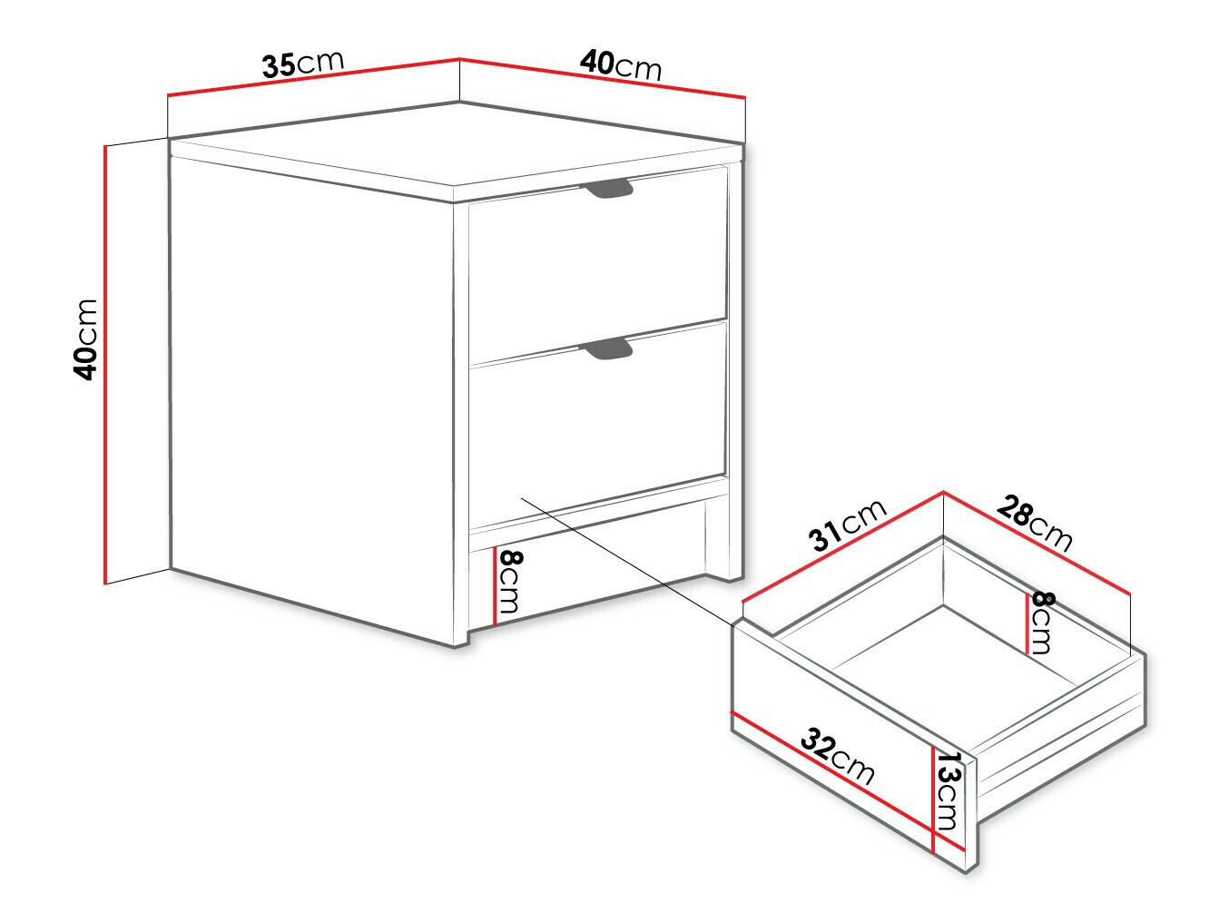 Naktsgaldiņš Comfivo Larmire 106 (Balts)