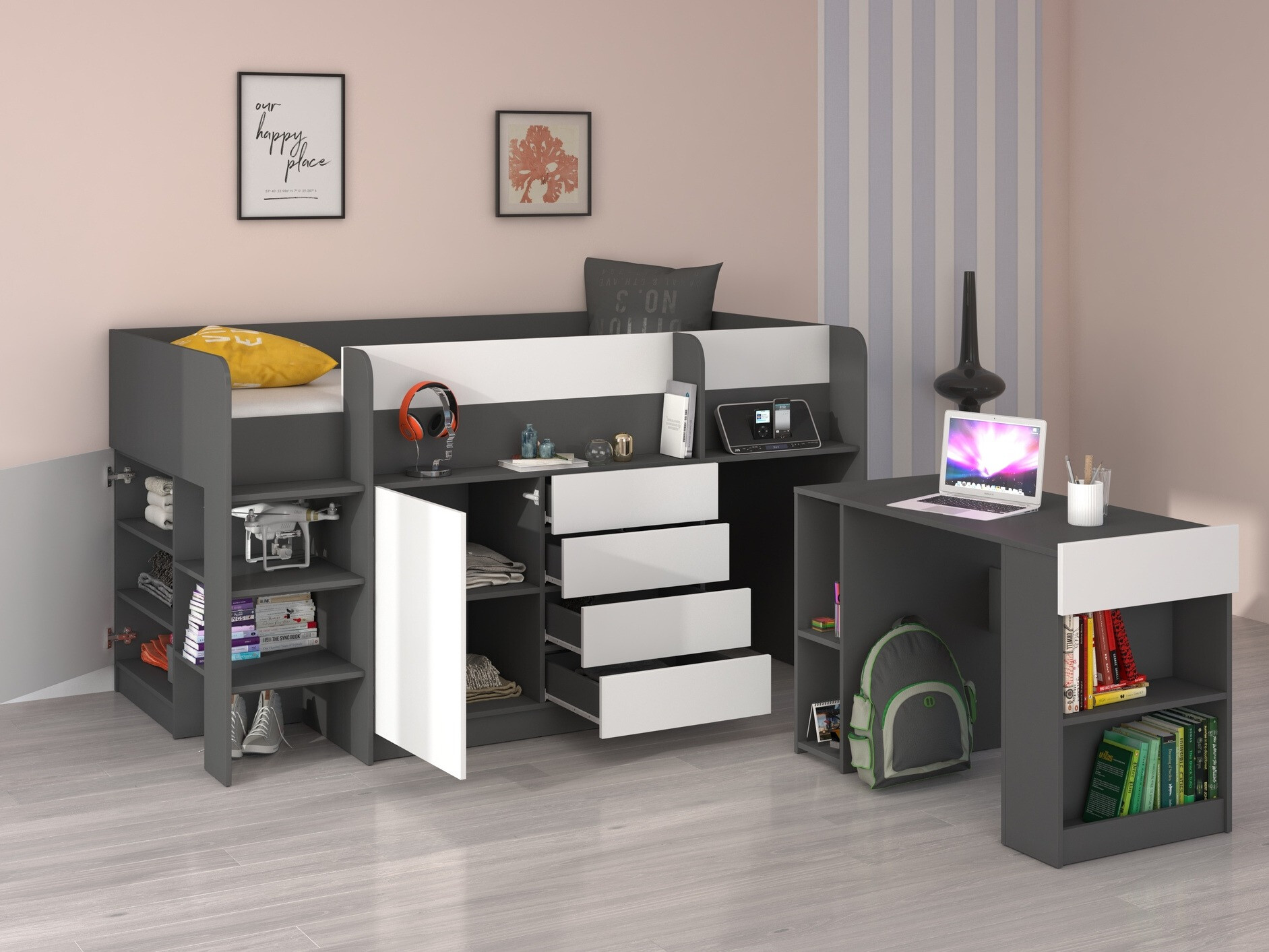 Augsta gulta Gilroy 116 (Grafīts + Balts)