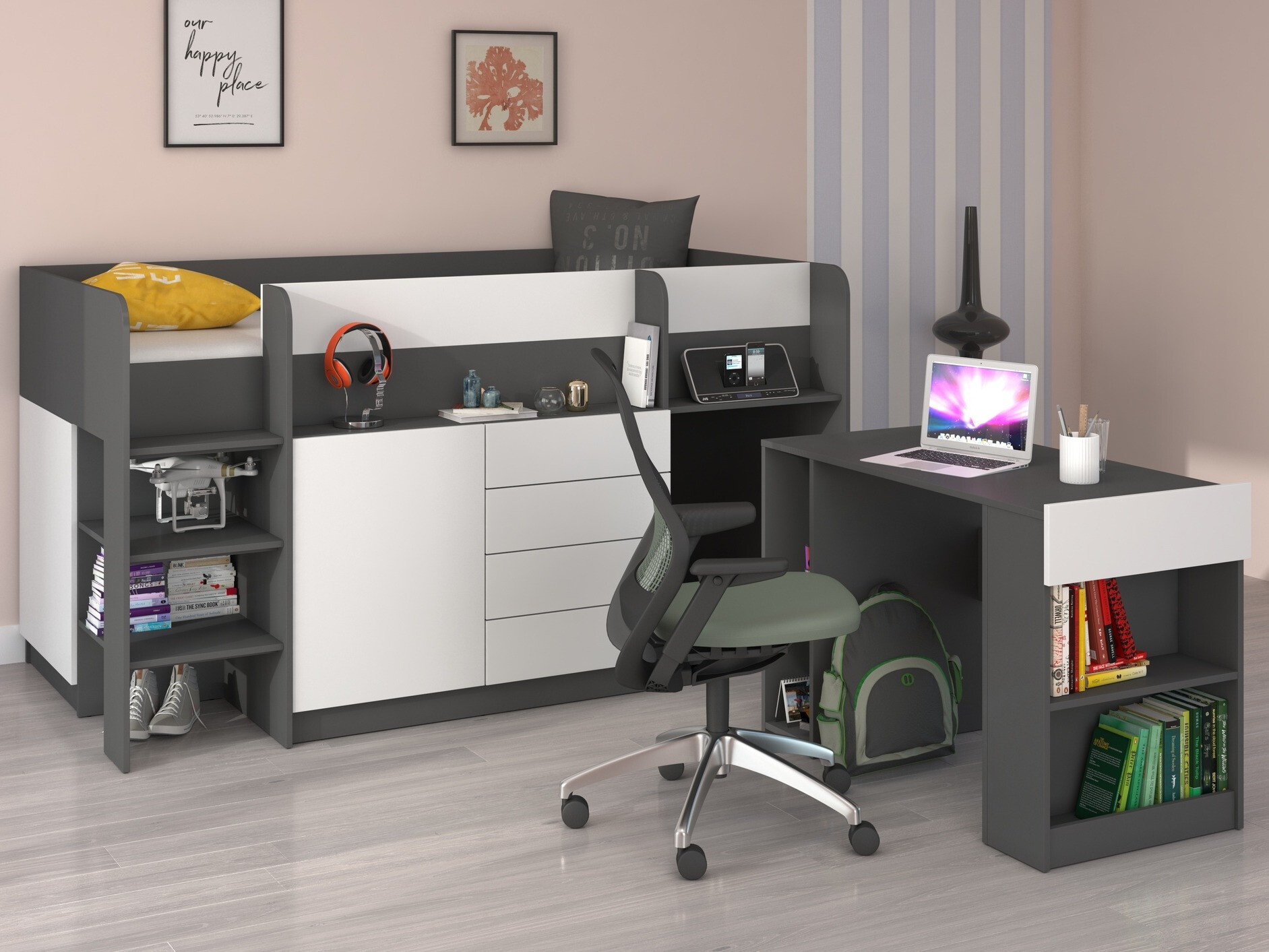 Augsta gulta Gilroy 116 (Grafīts + Balts)