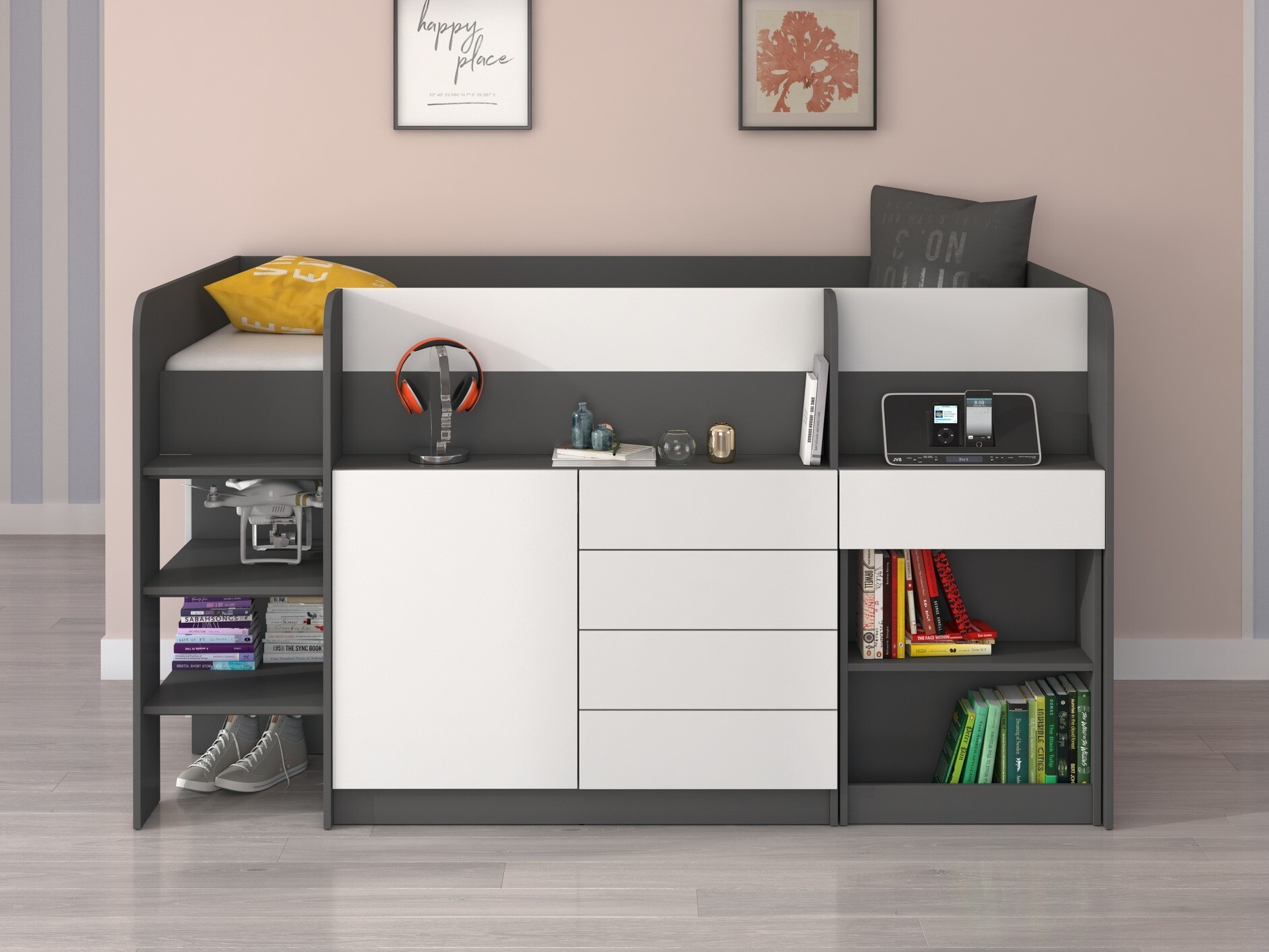 Augsta gulta Gilroy 116 (Grafīts + Balts)