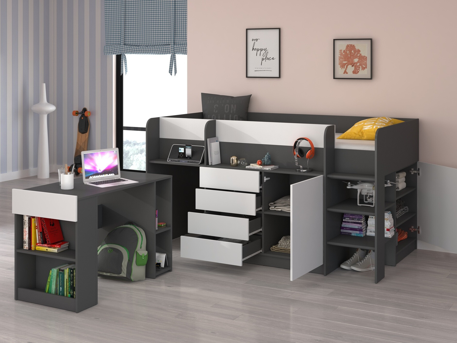 Augsta gulta Gilroy 116 (Grafīts + Balts)