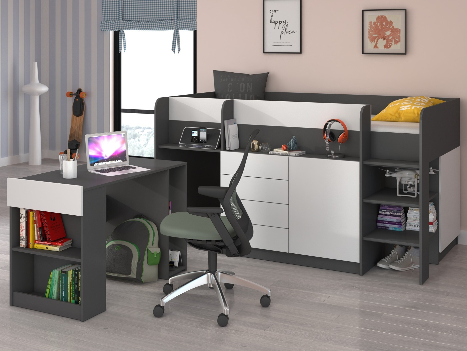 Augsta gulta Gilroy 116 (Grafīts + Balts)