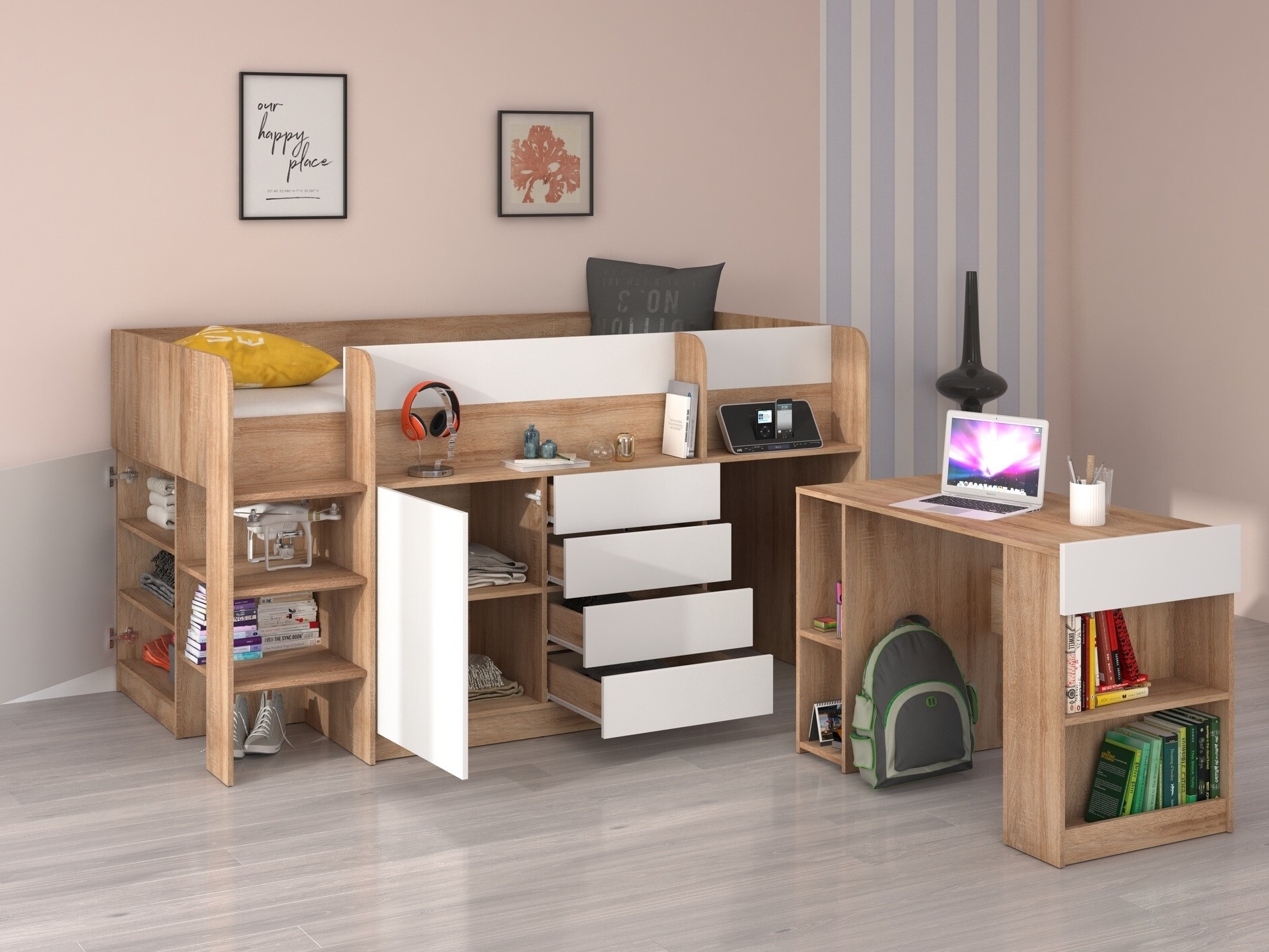 Augsta gulta Gilroy 116 (Sonomas ozols + Balts)