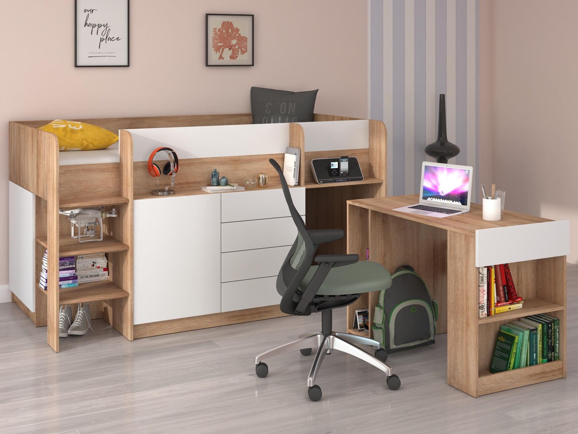 Augsta gulta Gilroy 116 (Sonomas ozols + Balts)