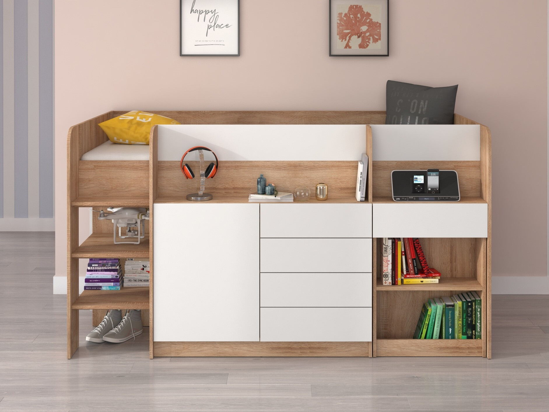 Augsta gulta Gilroy 116 (Sonomas ozols + Balts)