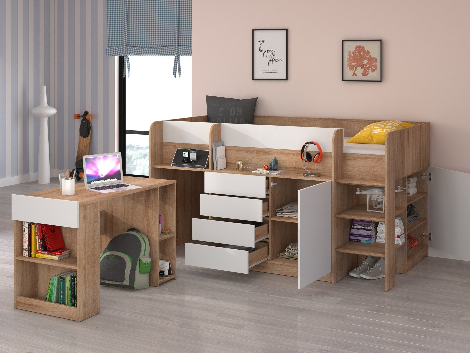 Augsta gulta Gilroy 116 (Sonomas ozols + Balts)