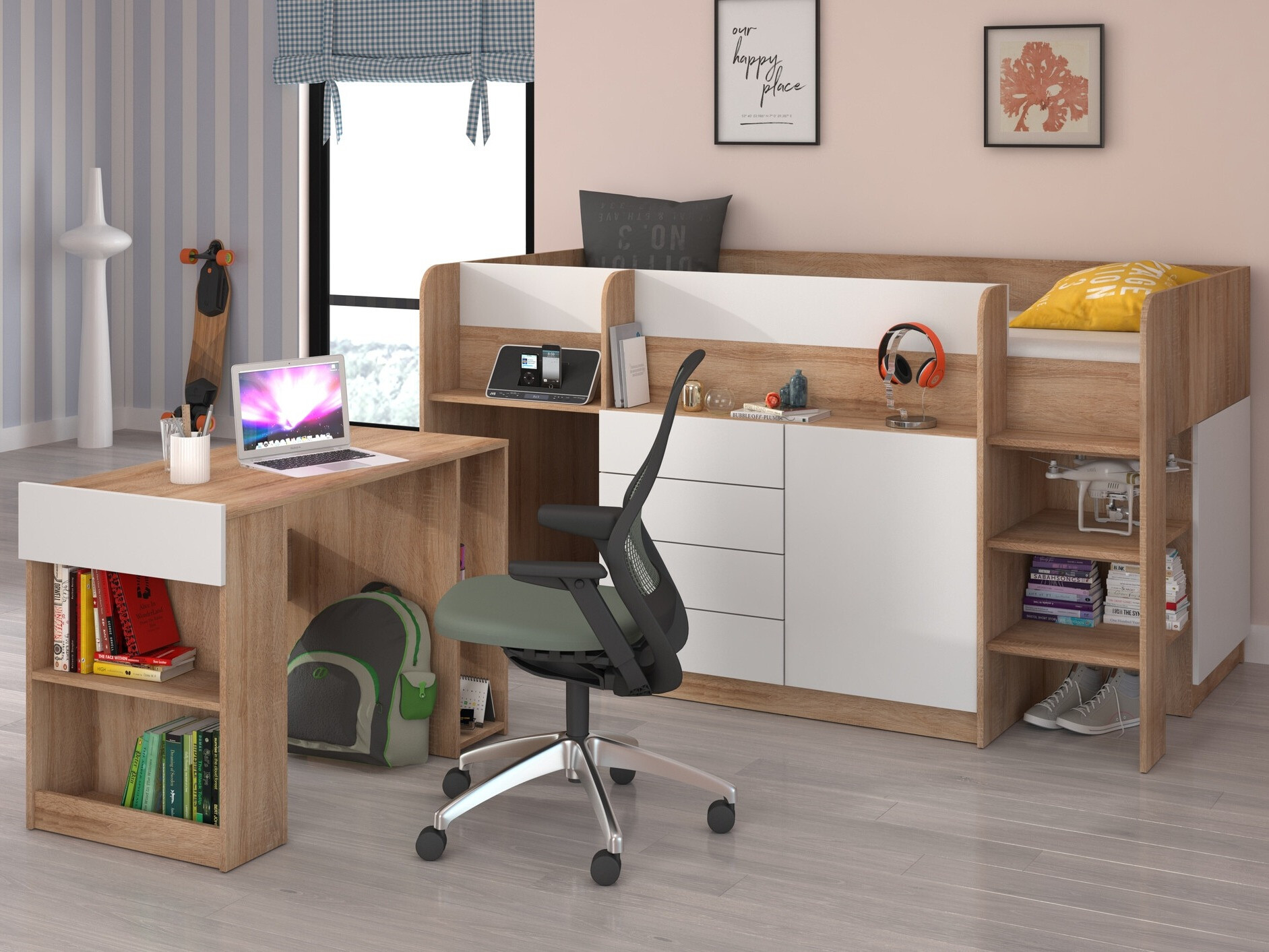 Augsta gulta Gilroy 116 (Sonomas ozols + Balts)