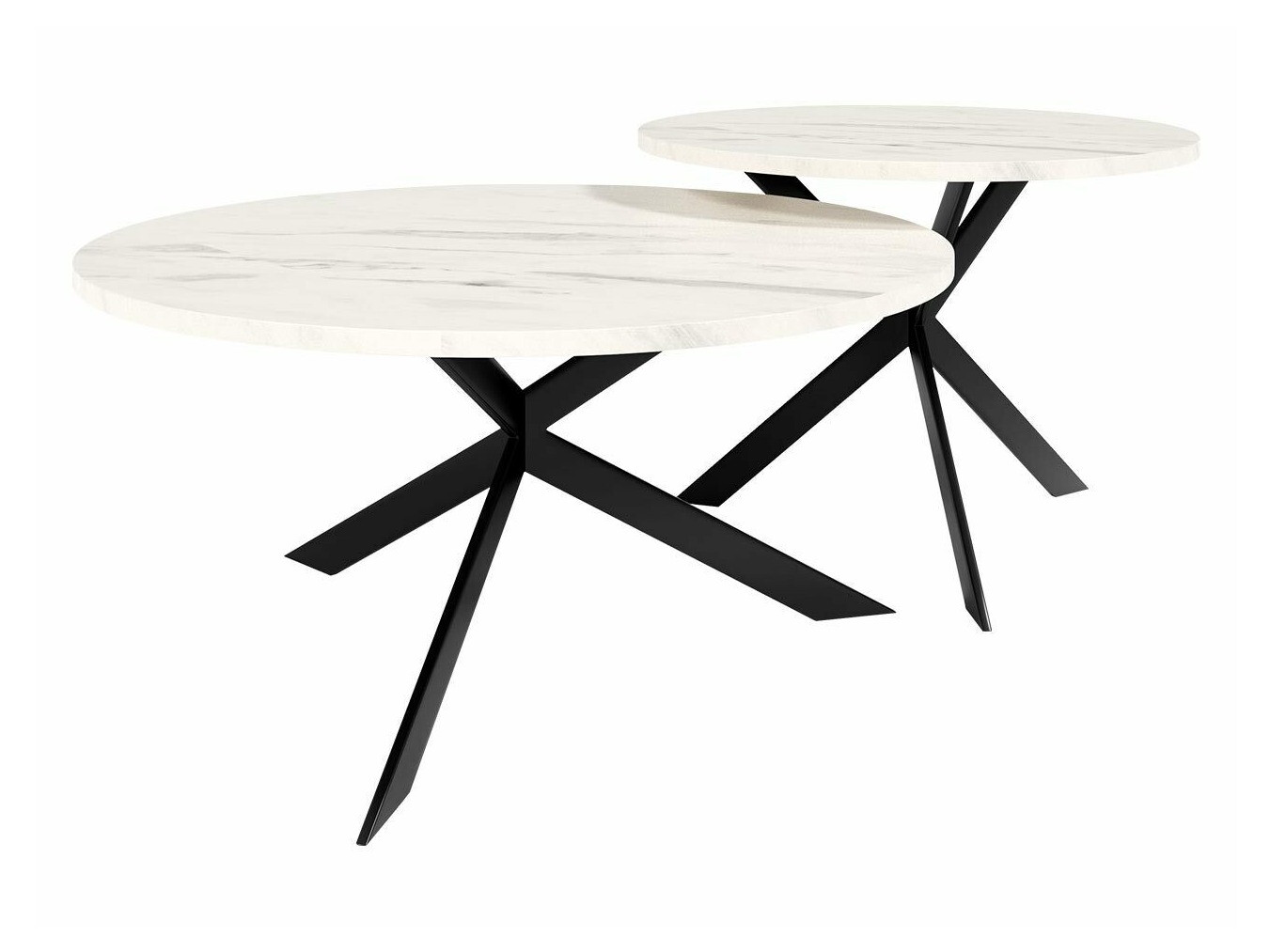 Комплект журнальных столиков Oswego 108 (Белый мрамор + Чёрный)