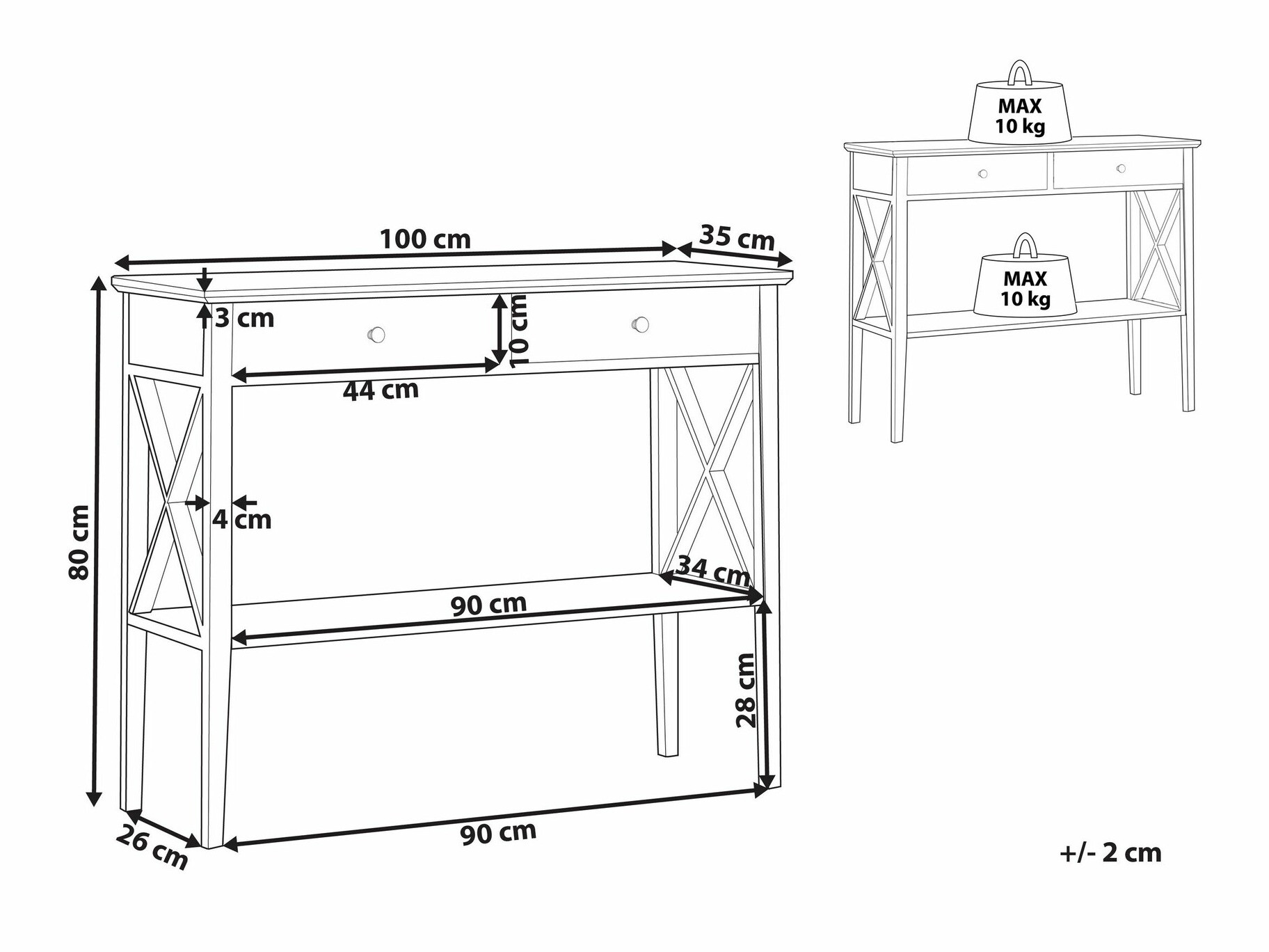 Konsole Berwyn 1642 (Melns)