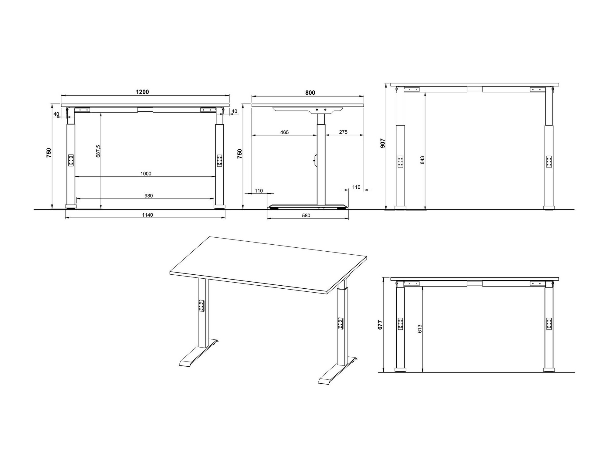 Письменный cтол Sacramento 420 (Белый + Чёрный)