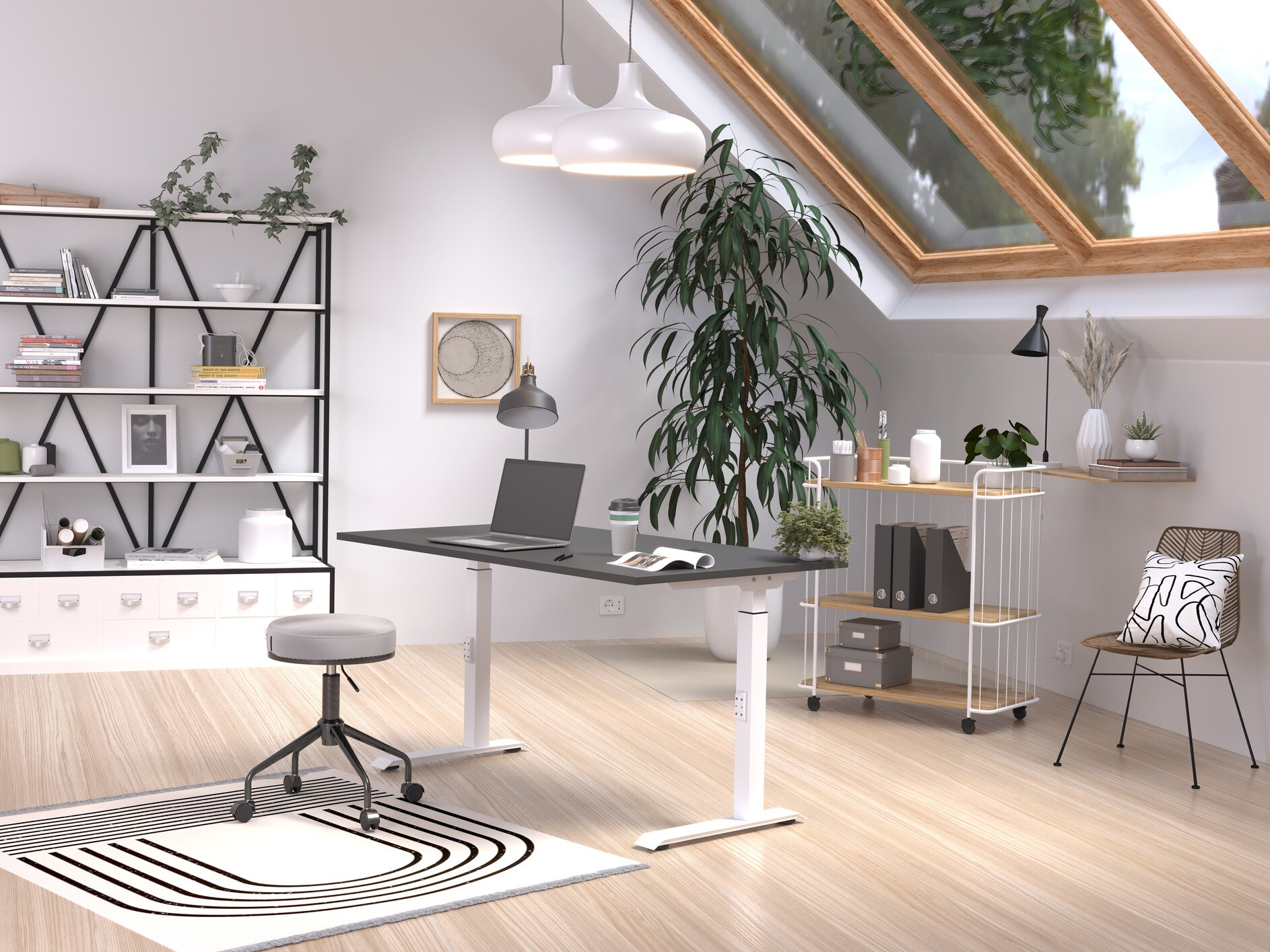 Письменный cтол Sacramento 420 (Графит + Белый)