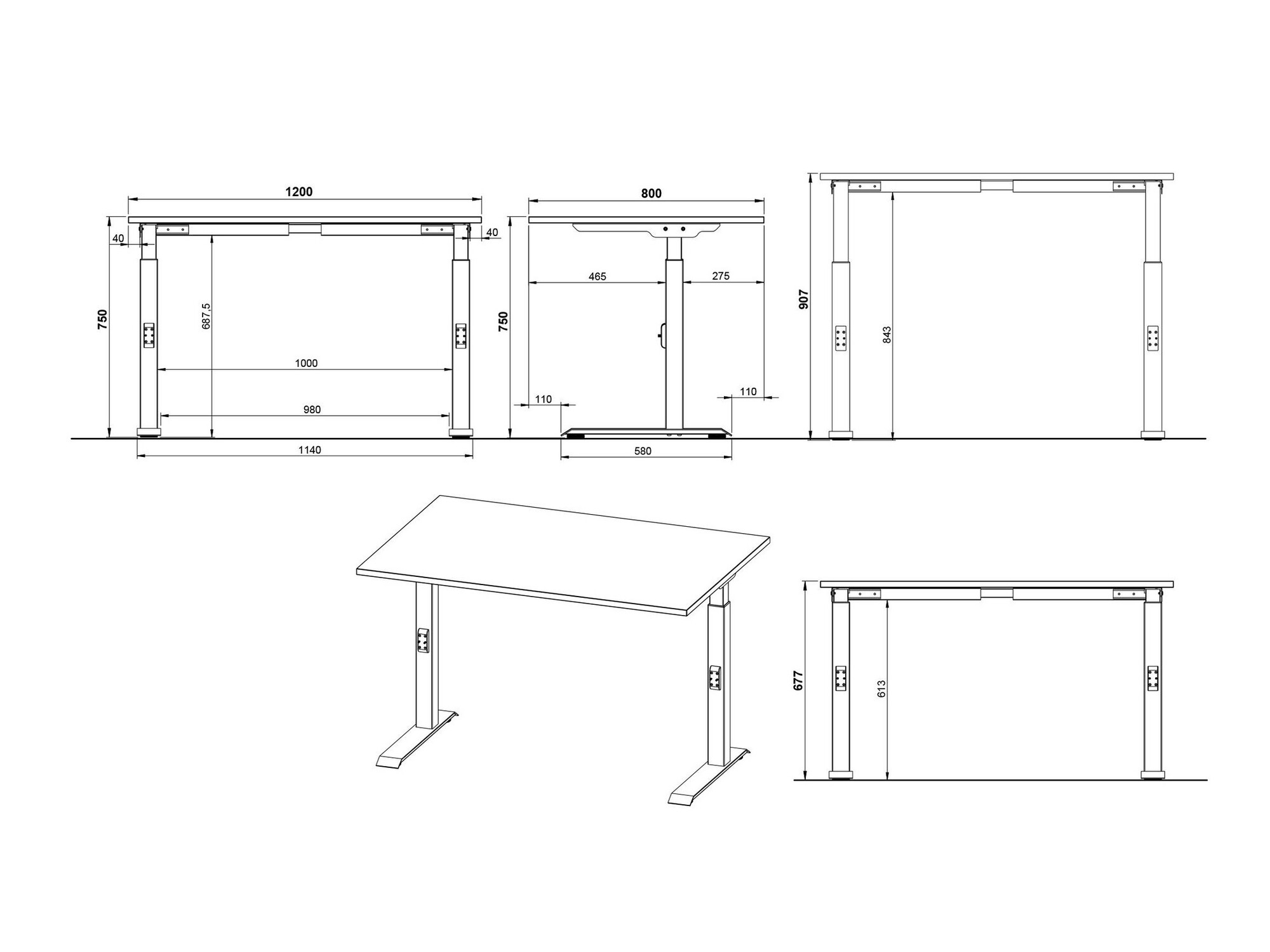 Письменный cтол Sacramento 420 (Графит + Белый)