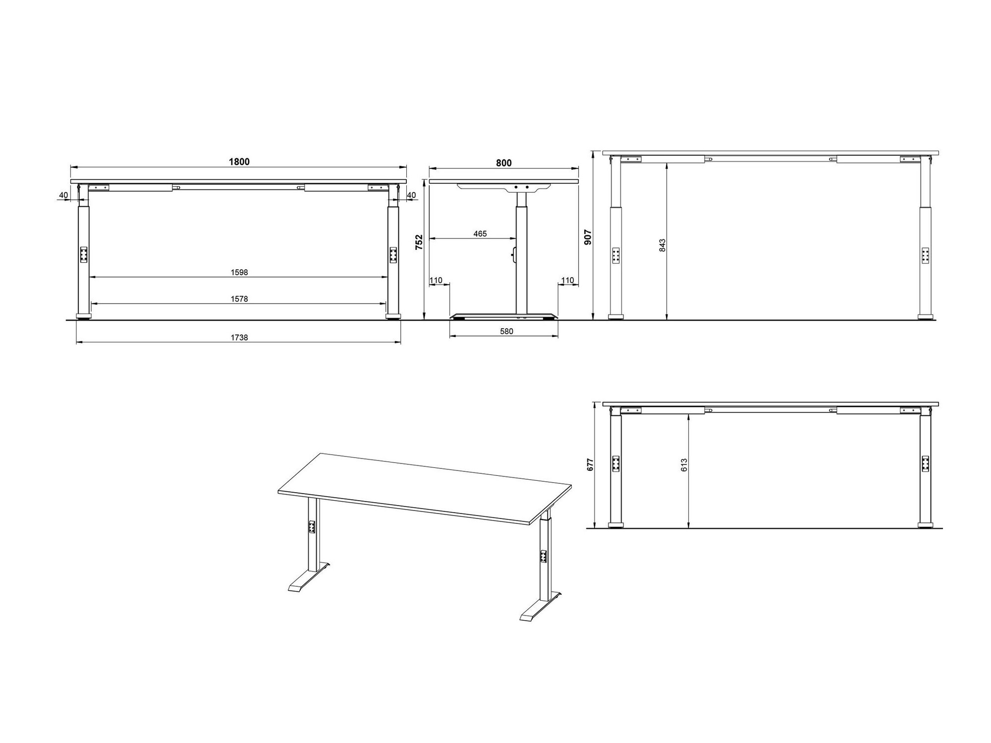 Письменный cтол Sacramento 422 (Белый + Чёрный)