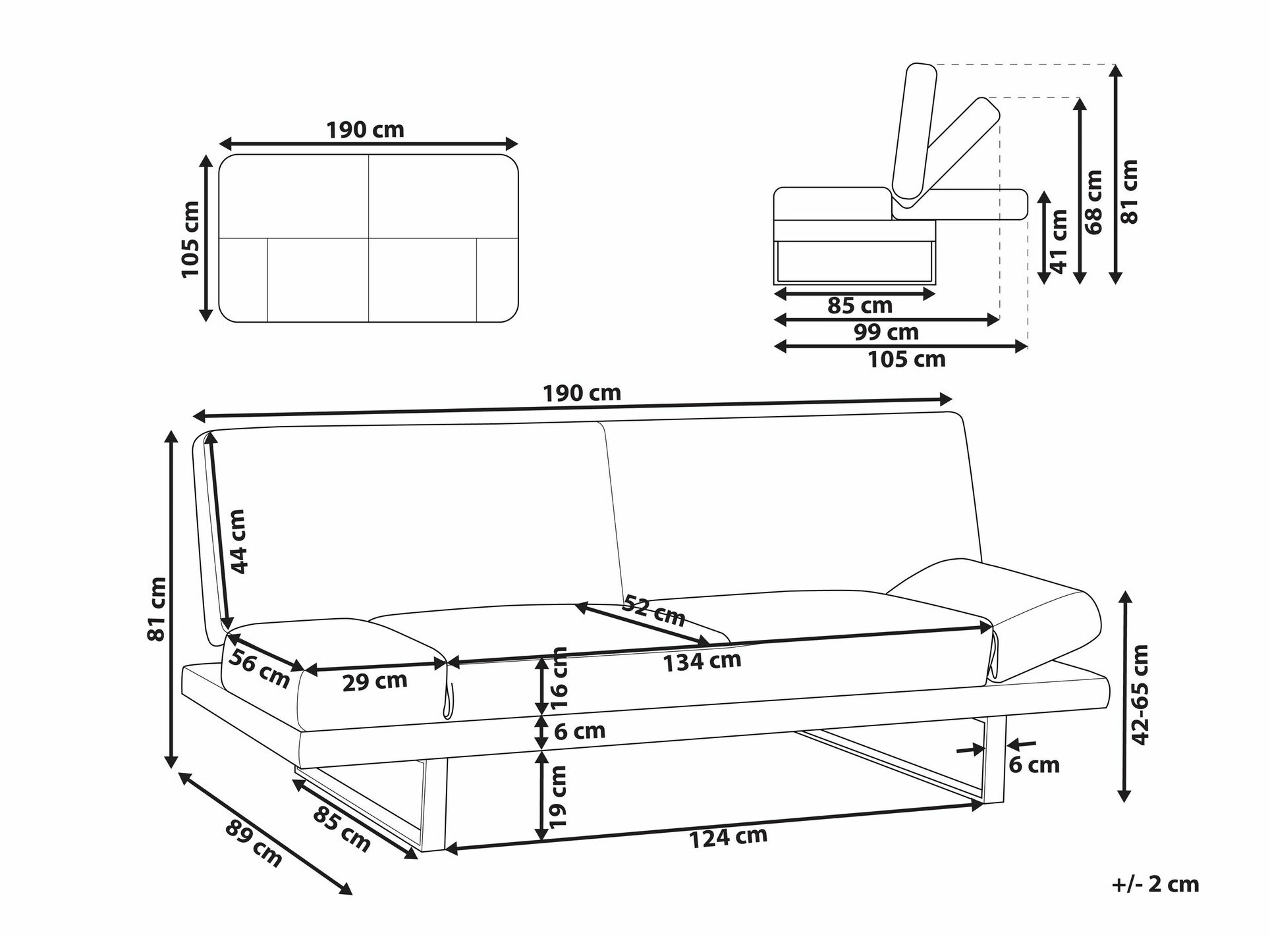 Dīvāns gulta Berwyn 1646 (Tumši zils)