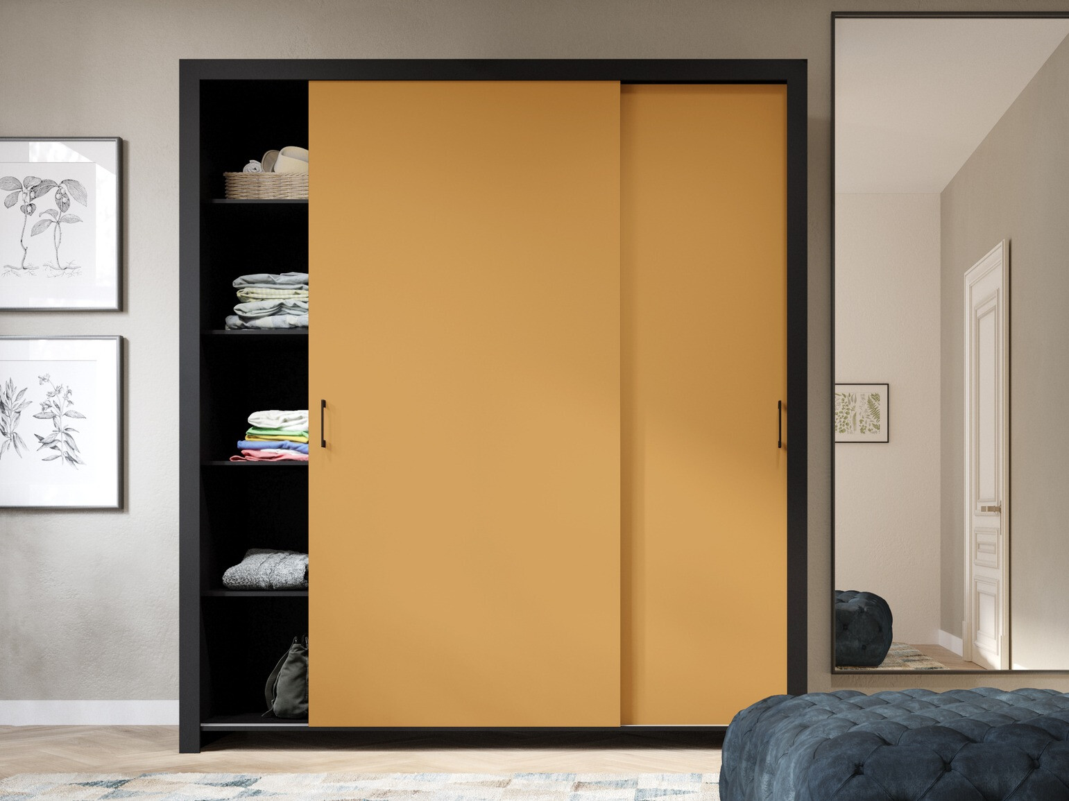 Шкаф Murrieta 192 (Чёрный + Желтый)