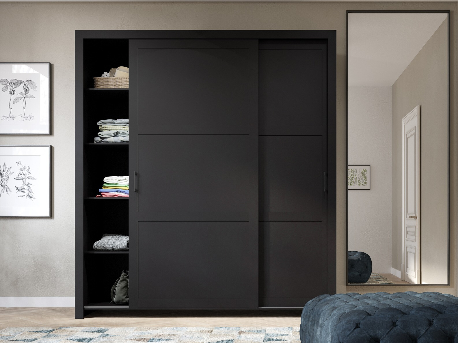 Skapis Murrieta 190 (Melns)