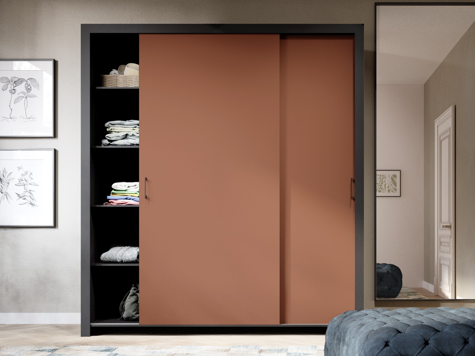 Skapis Murrieta 192 (Melns + Brūns)