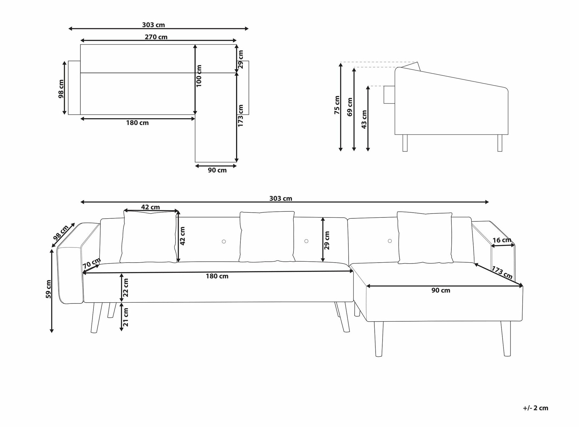 Stūra dīvāns Berwyn 1645 (Tirkīzs)