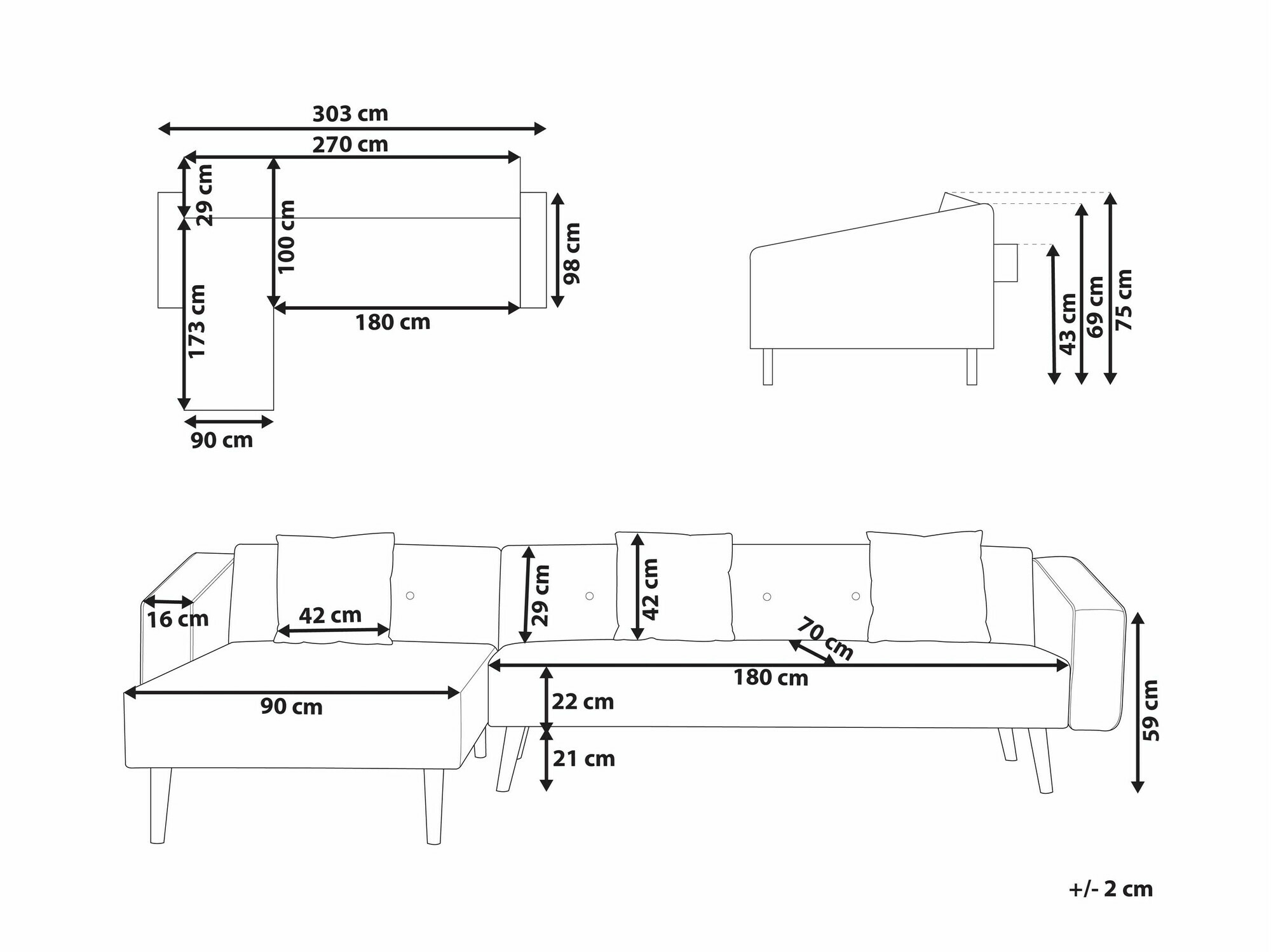 Stūra dīvāns Berwyn 1645 (Tirkīzs)