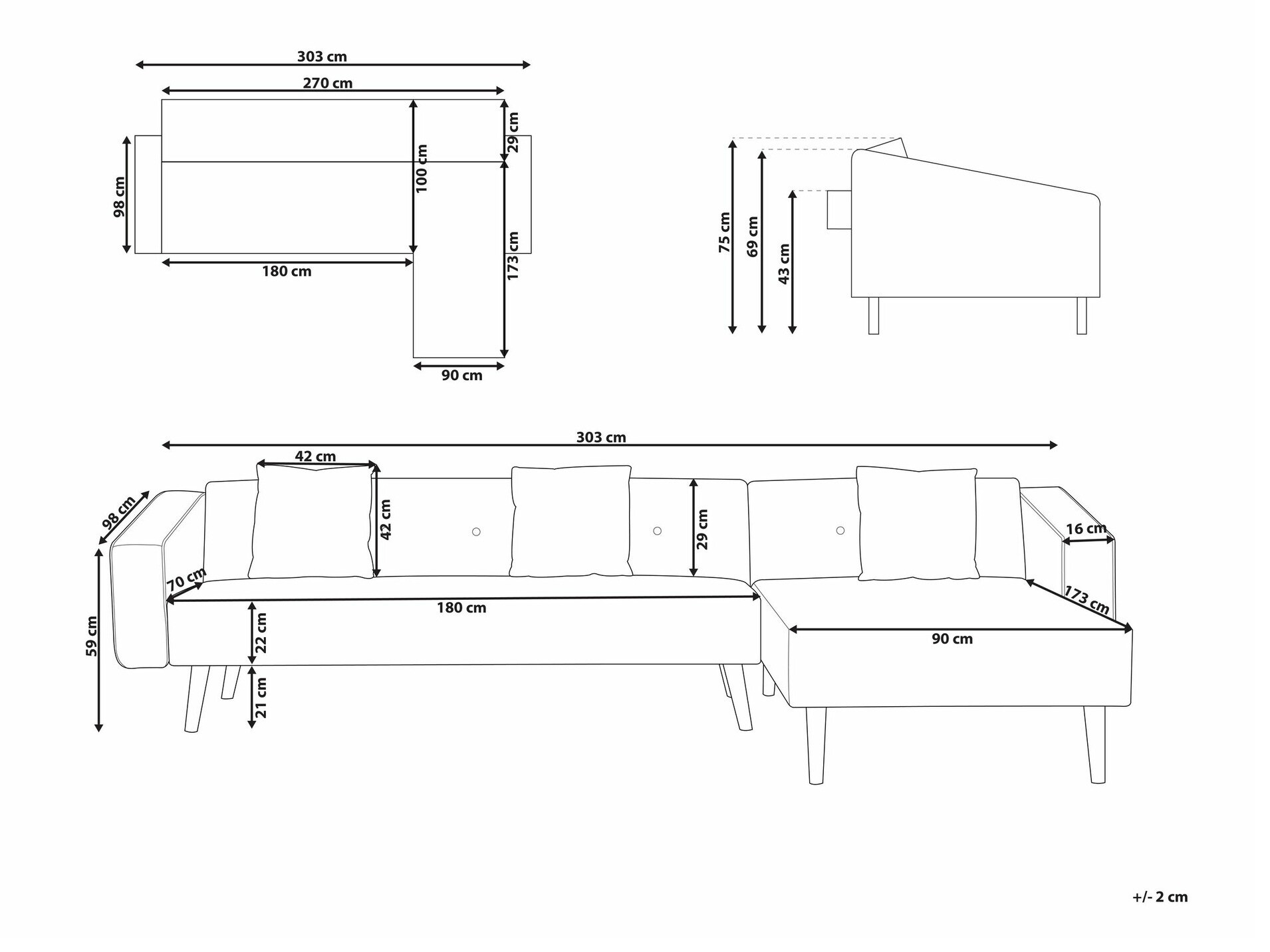 Угловой диван Berwyn 1645 (Серый)