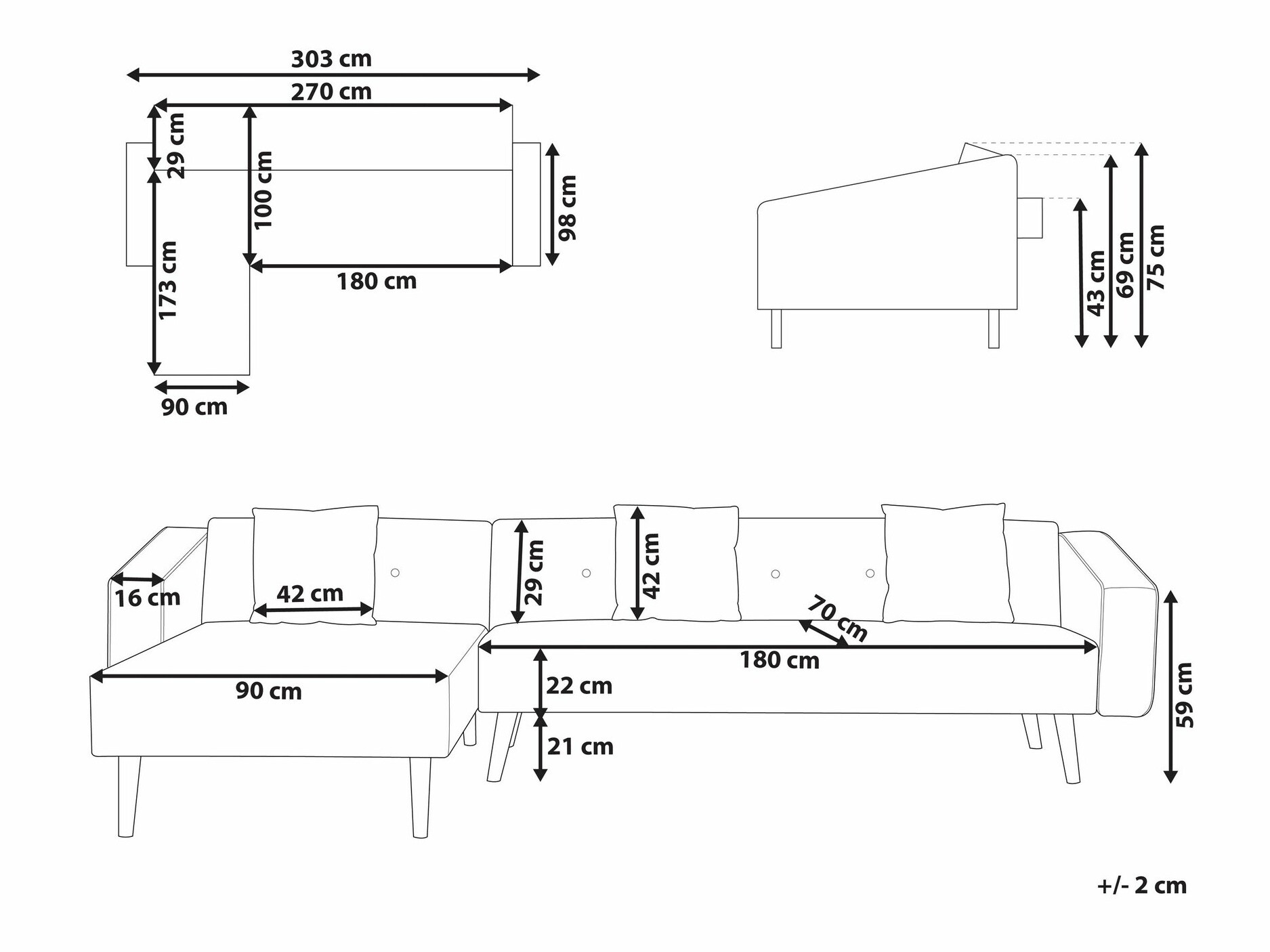 Угловой диван Berwyn 1645 (Серый)