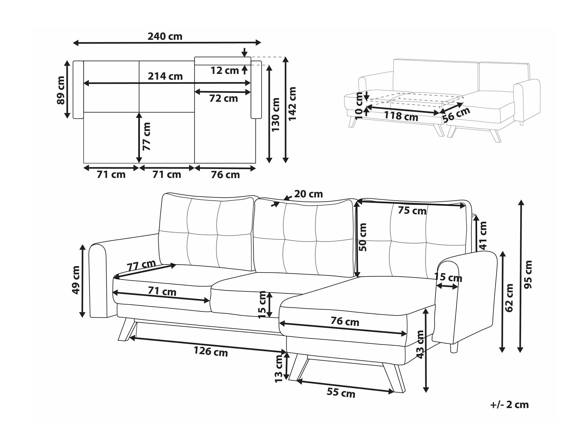 Stūra dīvāns Berwyn 1656 (Pelēks)