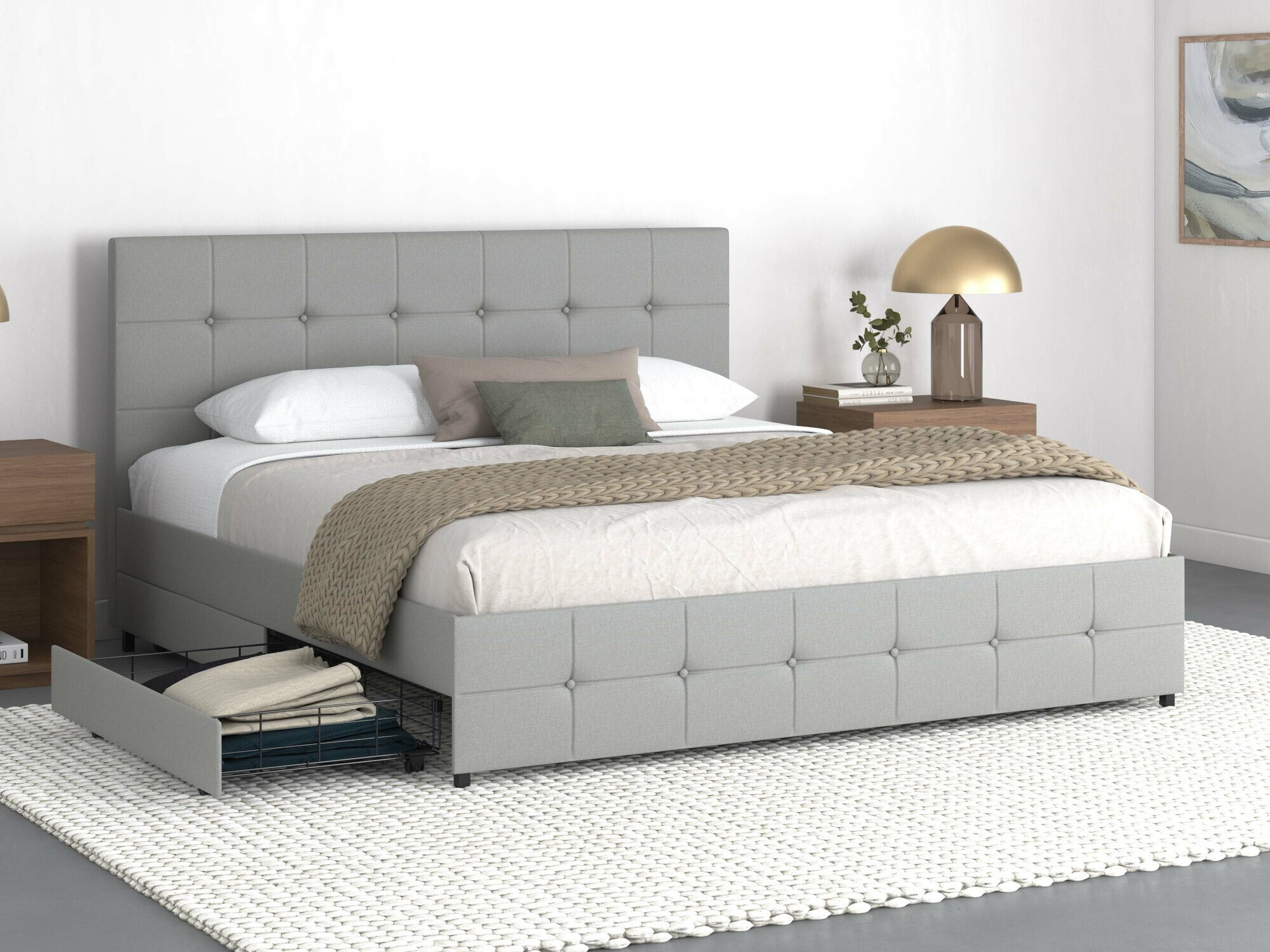 Кровать Denton 1269 (Светло-серый)