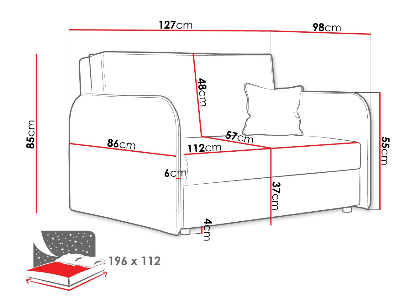 Диван-кровать Columbus 124 (Mono 235)