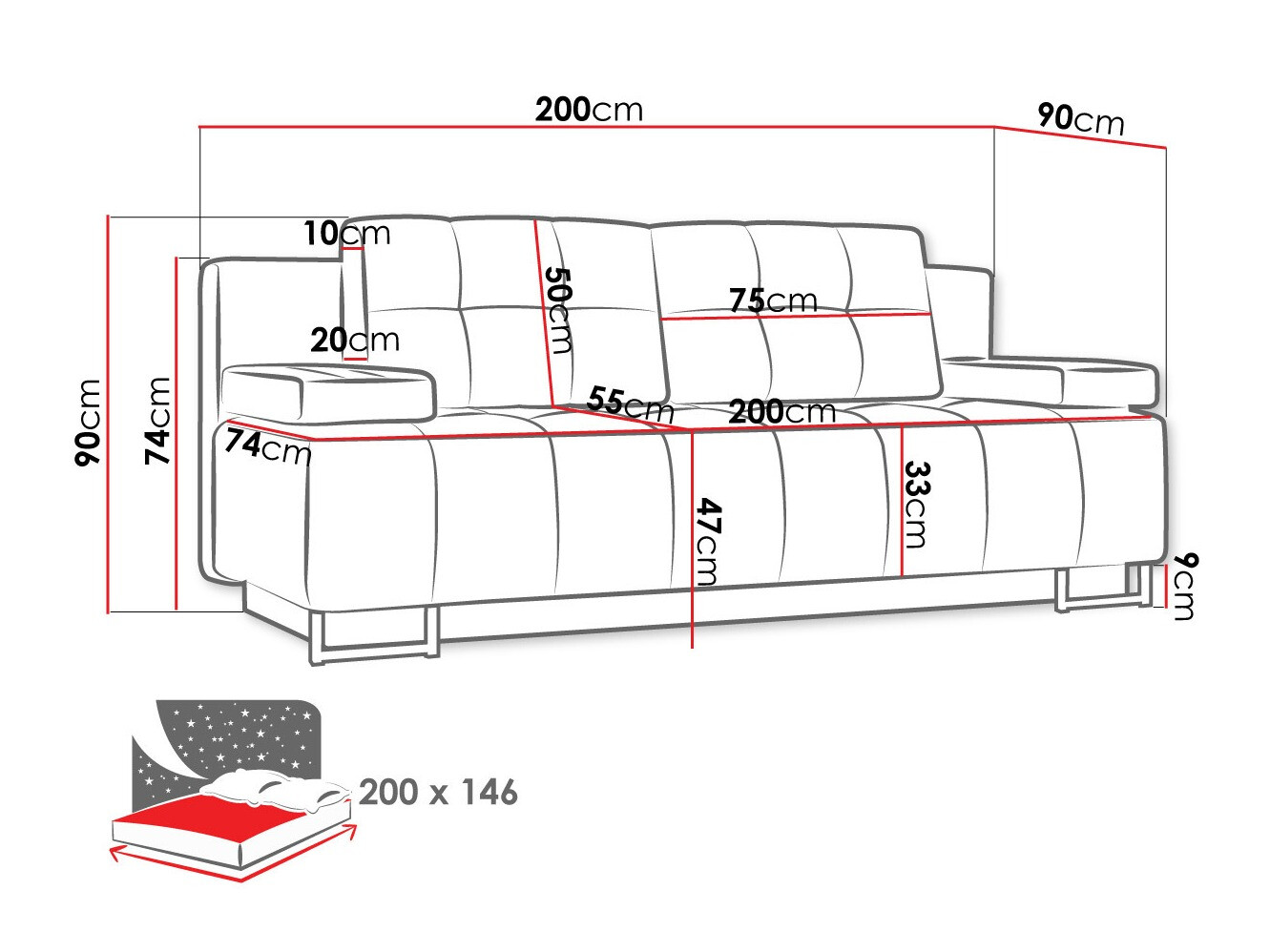 Dīvāns gulta Columbus 151 (Lux 05)