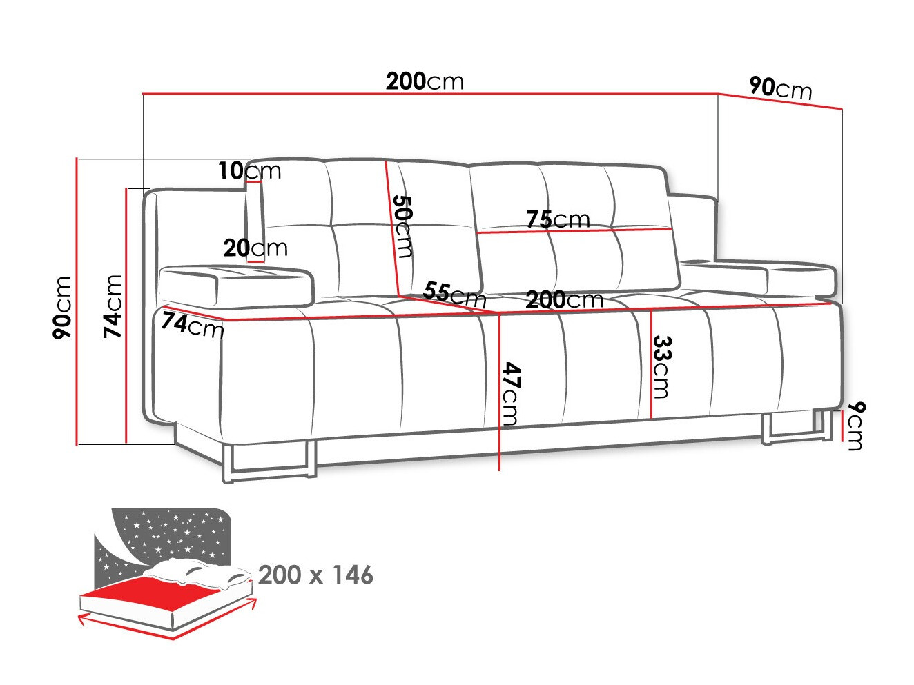 Dīvāns gulta Columbus 151 (Lux 06)