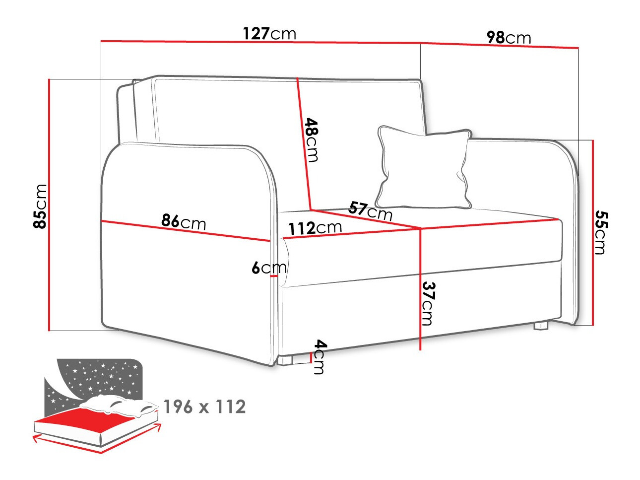 Dīvāns gulta Lirael II (Mono 232)