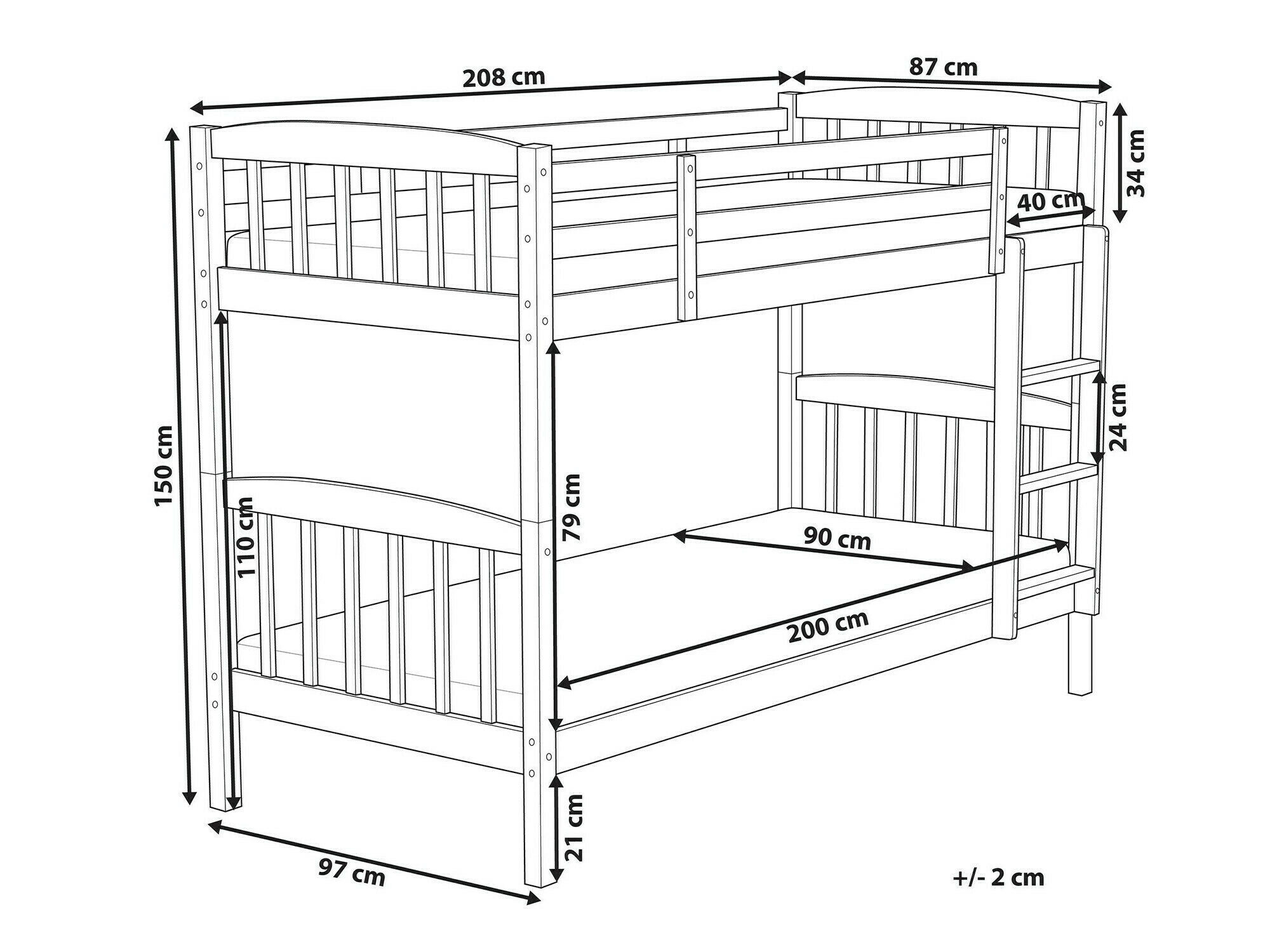 Двухъярусная кровать Berwyn 1198 (Светлое дерево)
