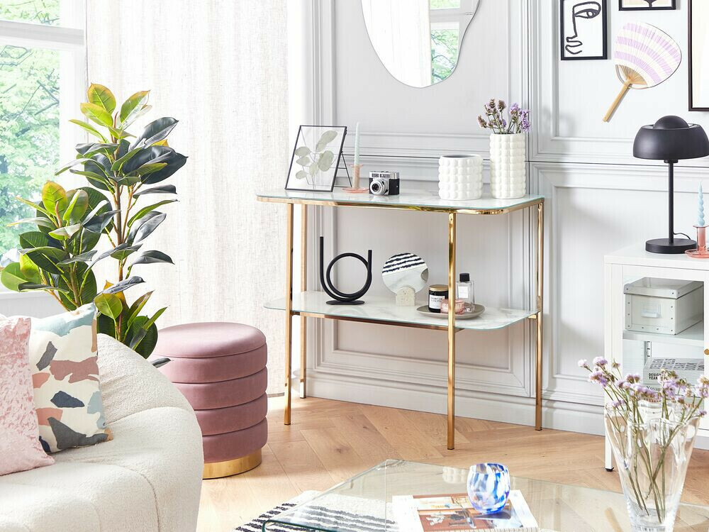 Konsole Berwyn 1669 (Zelta + Balts marmors)