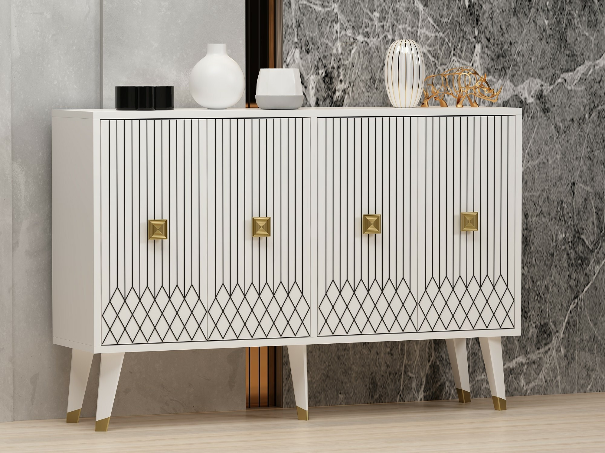 Skapis Dunliru 100 (Balts + Zelta)