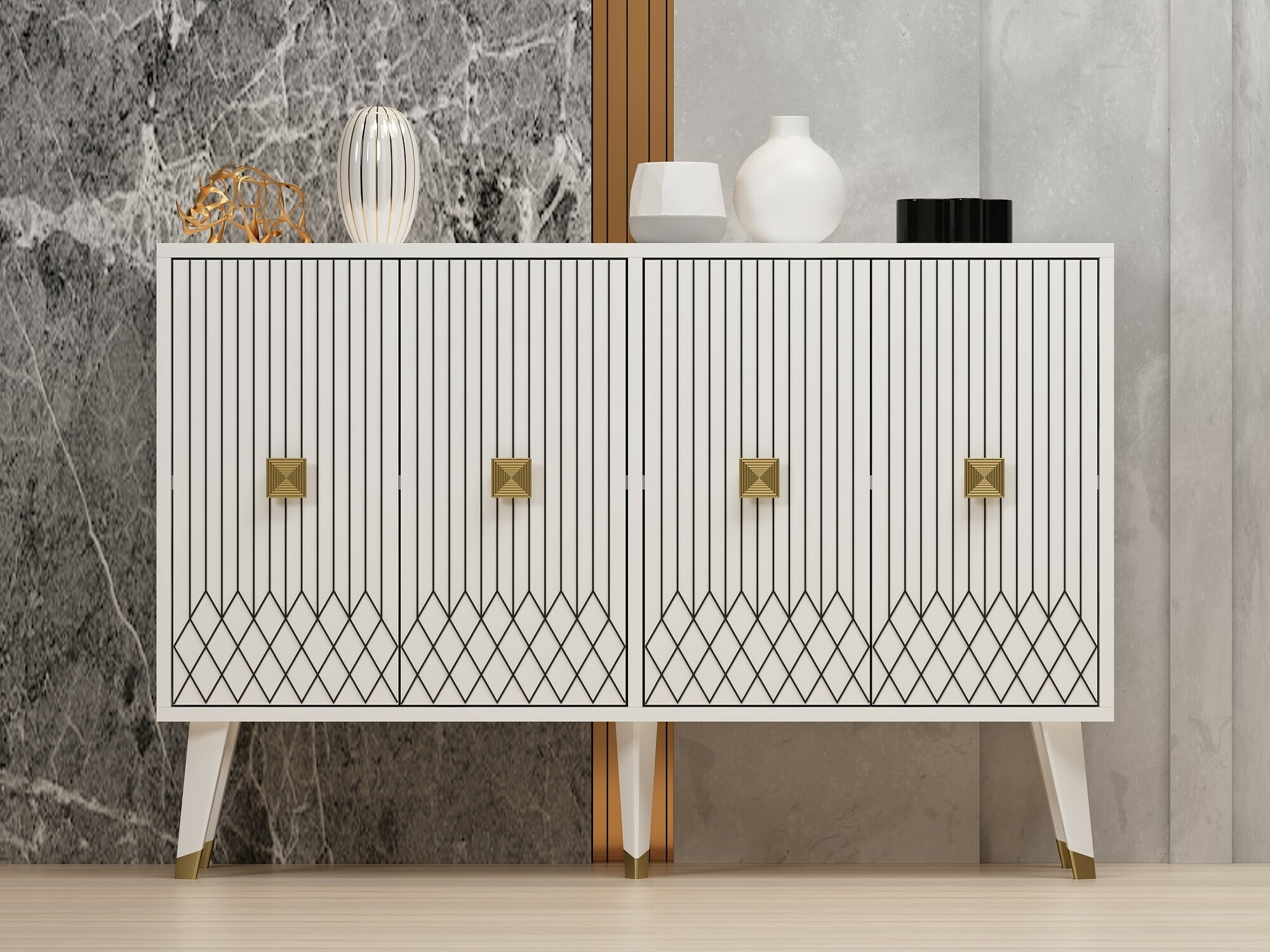 Skapis Dunliru 100 (Balts + Zelta)