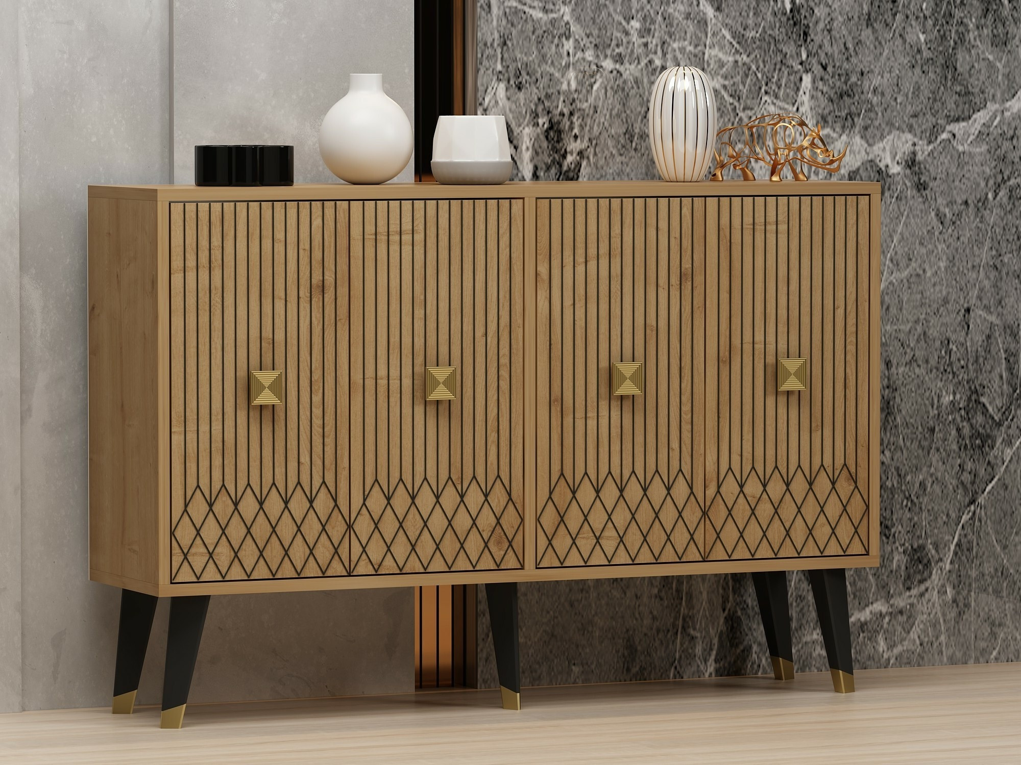 Skapis Dunliru 100 (Ozols + Zelta)