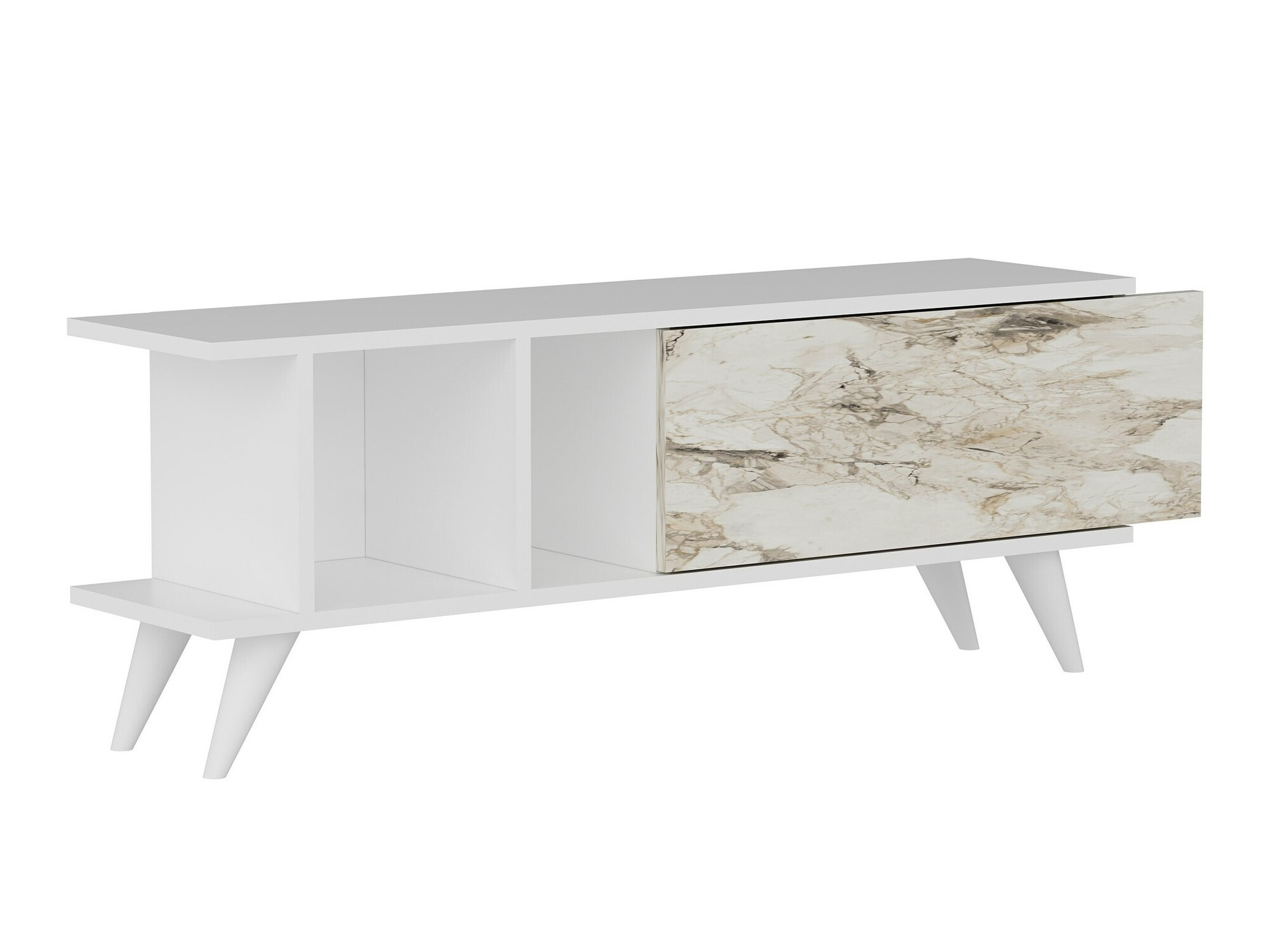 ТВ тумба Kailua 1952 (Белый + Белый мрамор)
