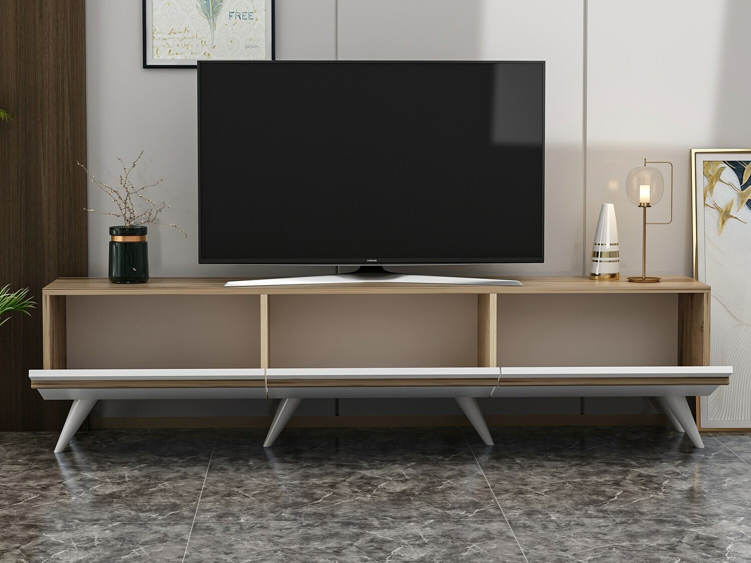 ТВ тумба Kailua 952 (Белый + Дуб)