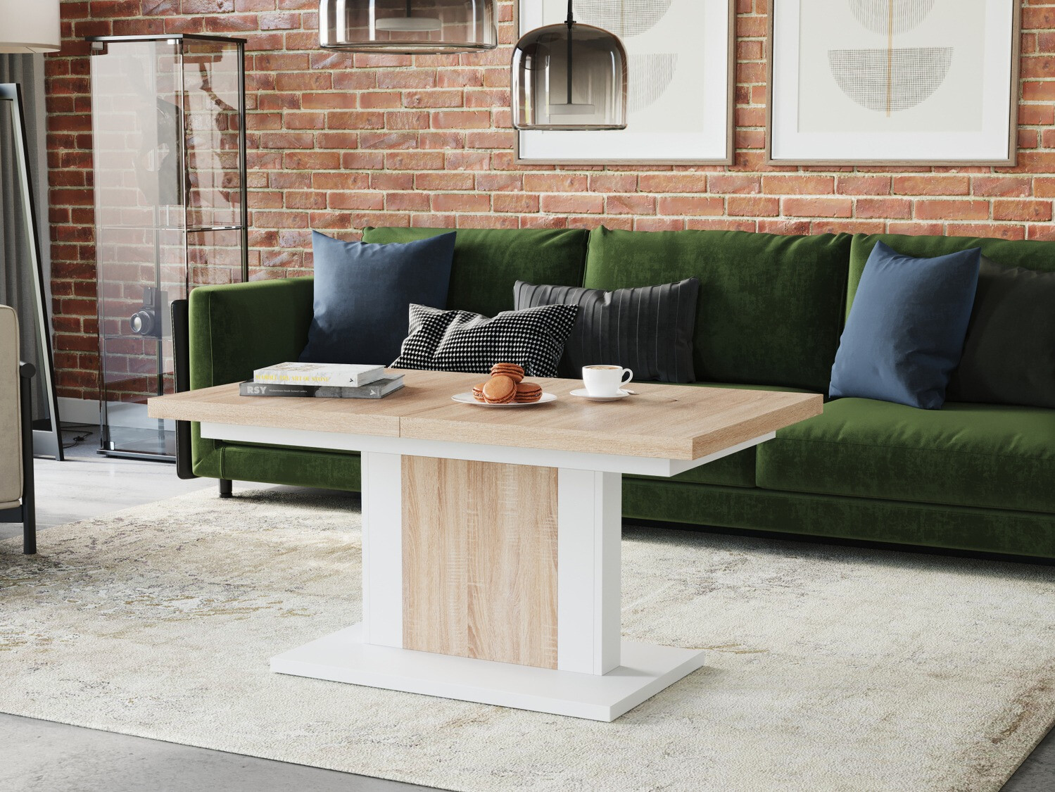 Журнальный столик - трансформер Glendale 103 (Сонома Дуб + Белый)