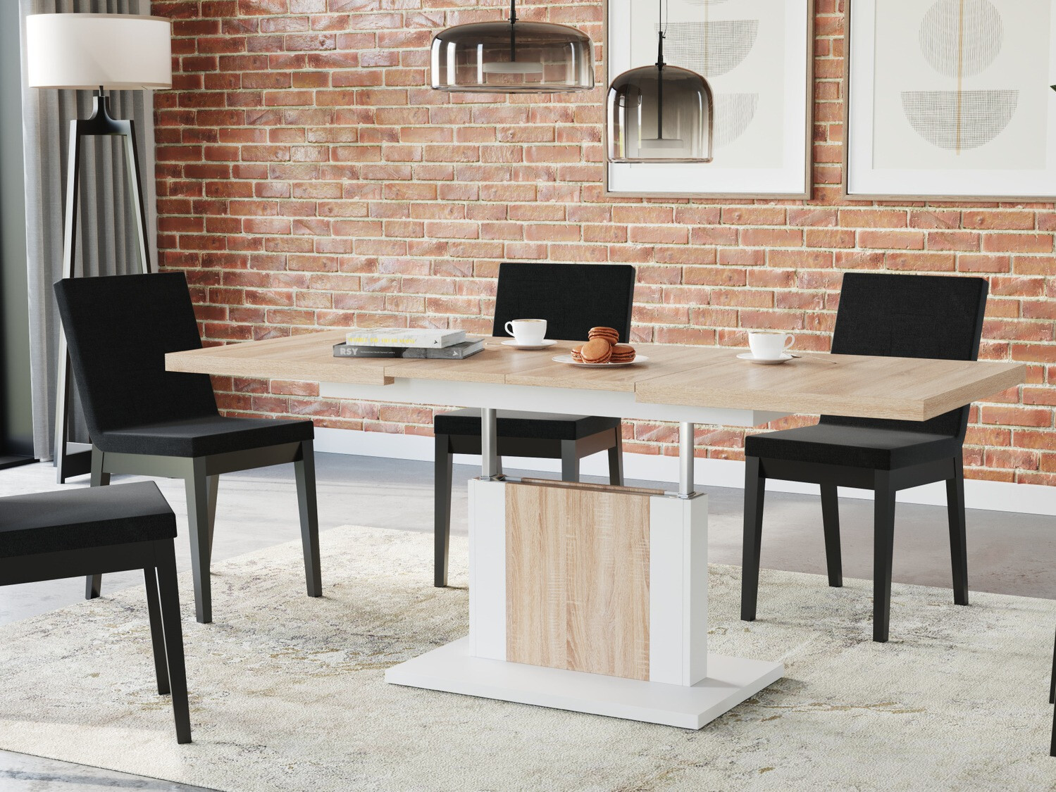 Журнальный столик - трансформер Glendale 103 (Сонома Дуб + Белый)