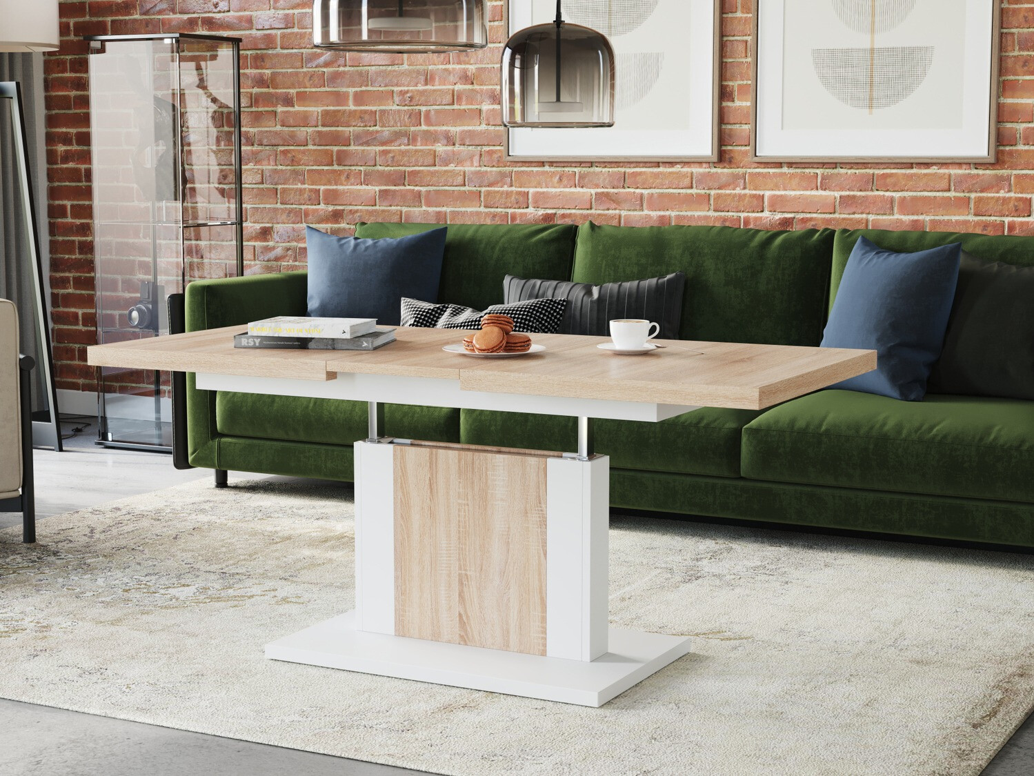 Журнальный столик - трансформер Glendale 103 (Сонома Дуб + Белый)