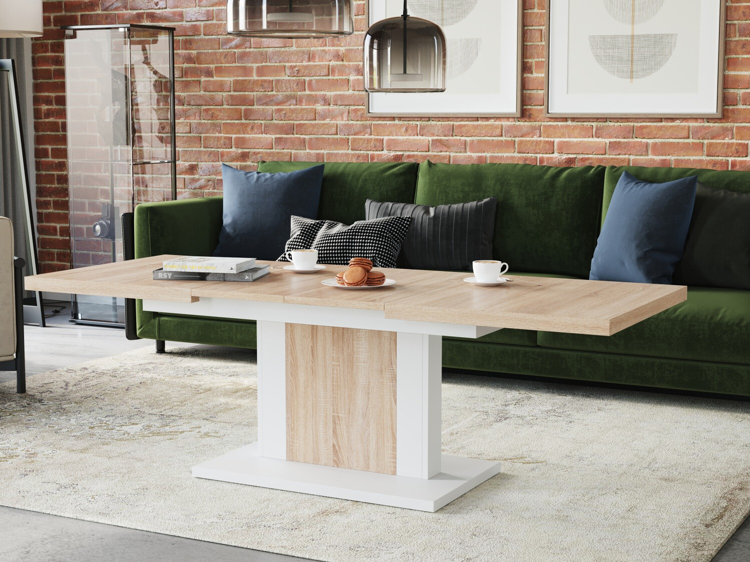 Журнальный столик - трансформер Glendale 103 (Сонома Дуб + Белый)